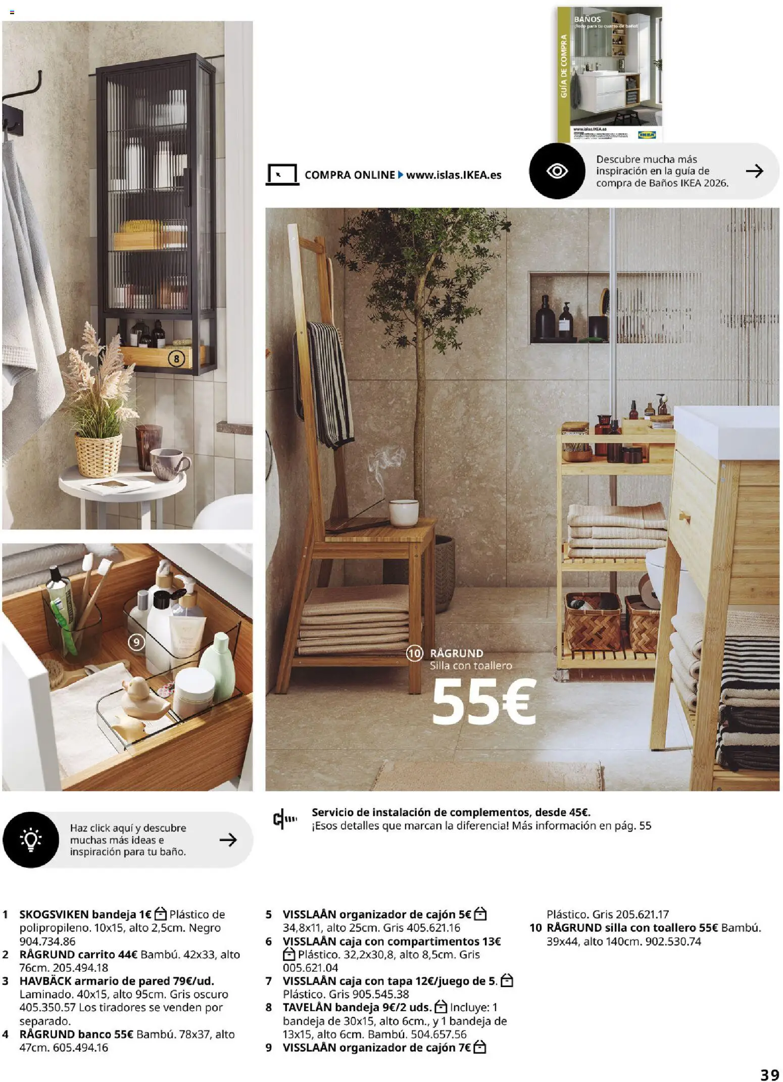 Catálogo IKEA Organización en el hogar │ válido desde el 15/01/2026 | Página: 39 | Productos: Toallero, Silla, Armario, Baño