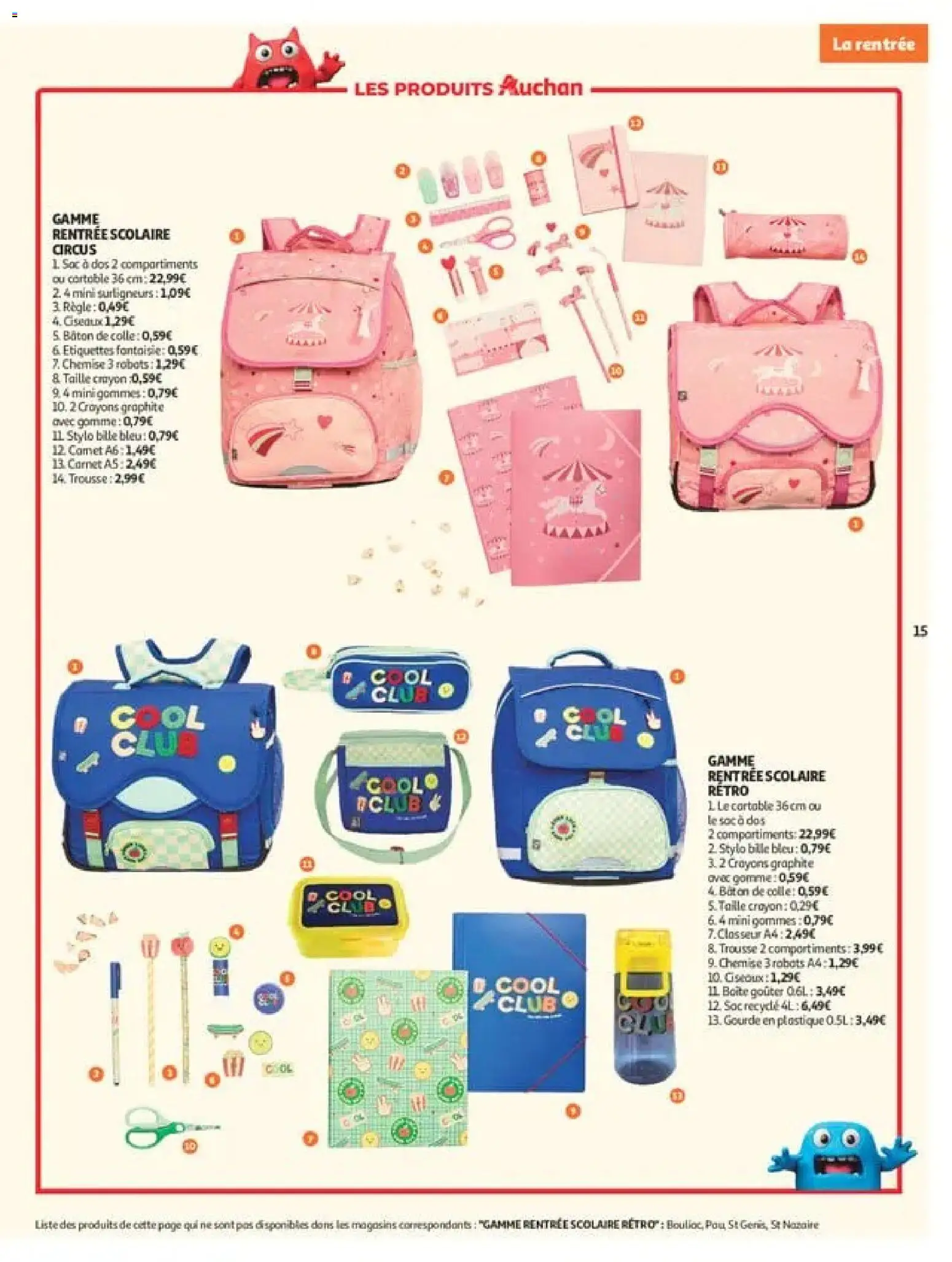 {H1} | Page: 15 | Produits: Cartable, Notebook, Colle, Ciseaux