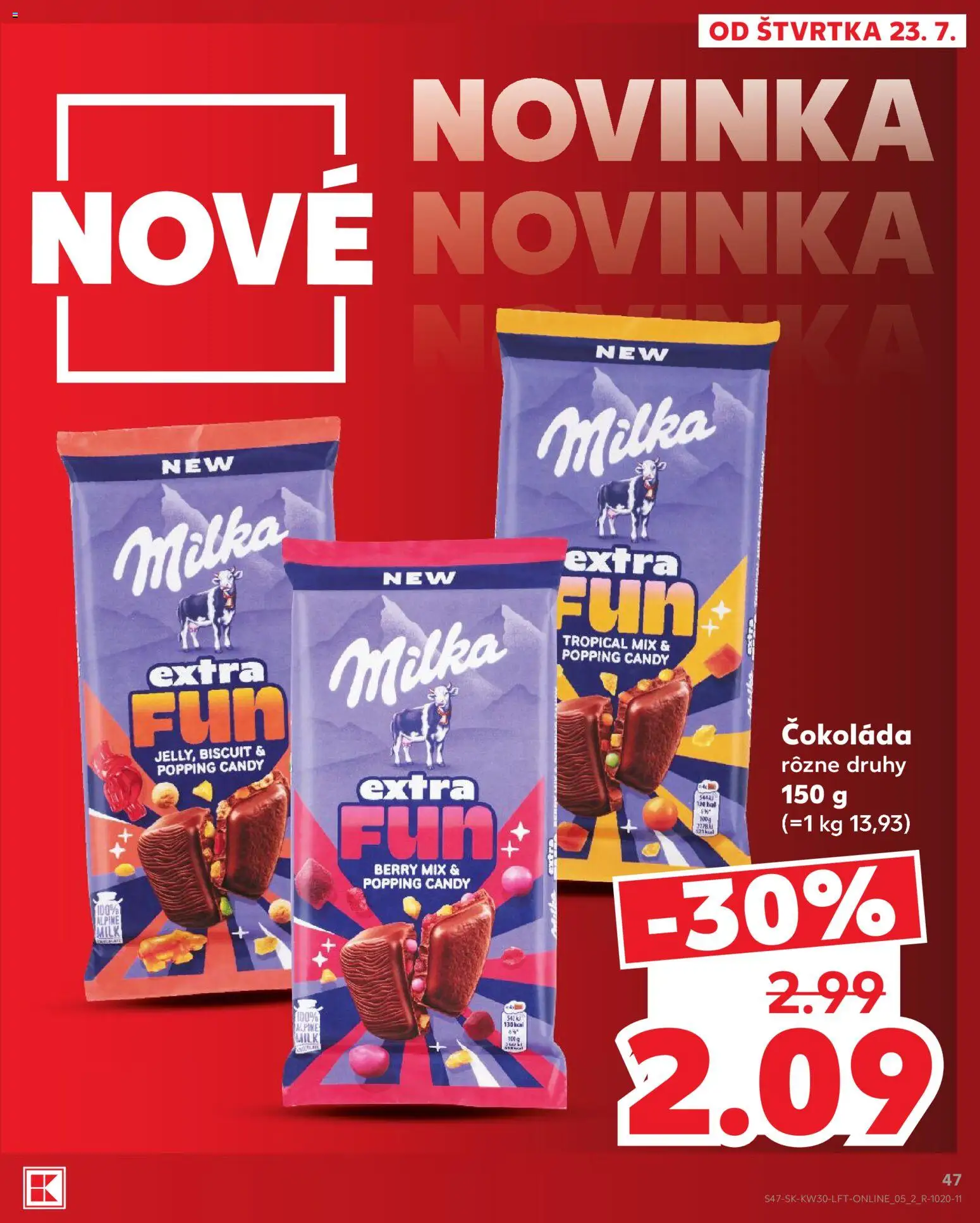Nové Kaufland akcie – leták je platný od 23.07.2026 | Strana: 47 | Produkty: Čokoláda, Milka