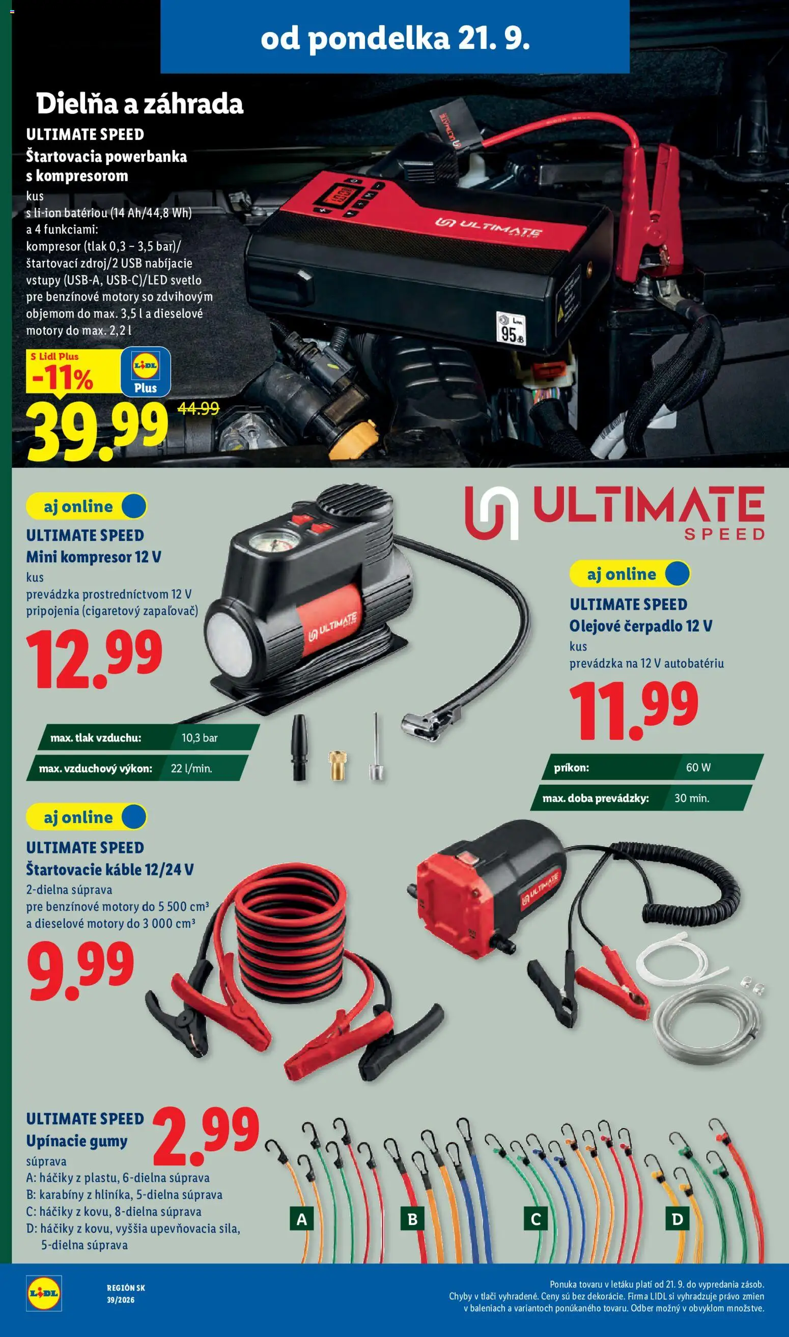 Nové Lidl akcie – leták je platný od 21.09.2026 | Strana: 54 | Produkty: Svetlo, Kompresor, Čerpadlo