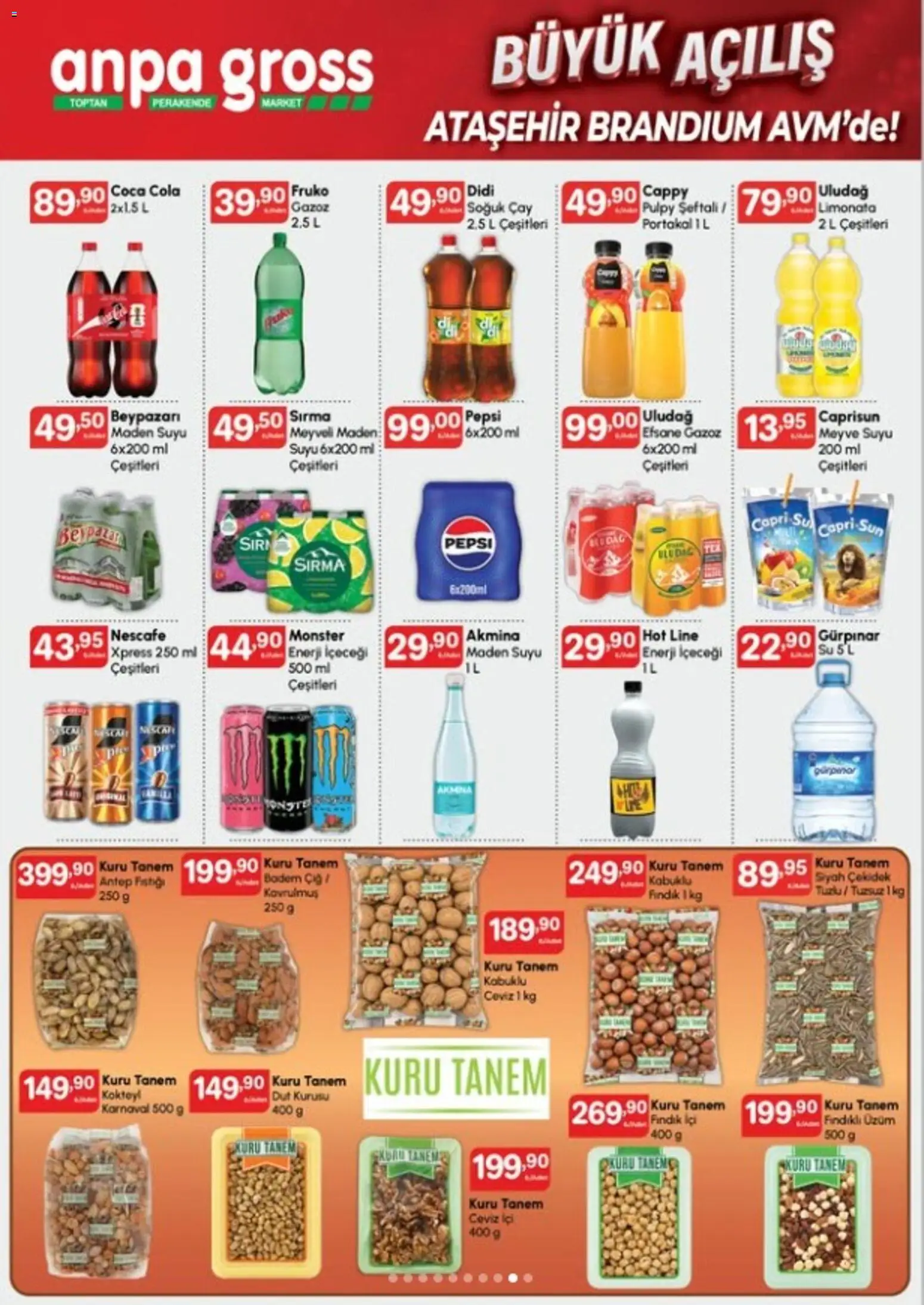 Anpa Gross - Ataşehir Brandium AVM’deki açılışımıza katalog - 17 Ekim 2026 tarihinden itibaren geçerlidir | Sayfa: 9 | Ürünler: Limonata, Meyve suyu, Çay, Su