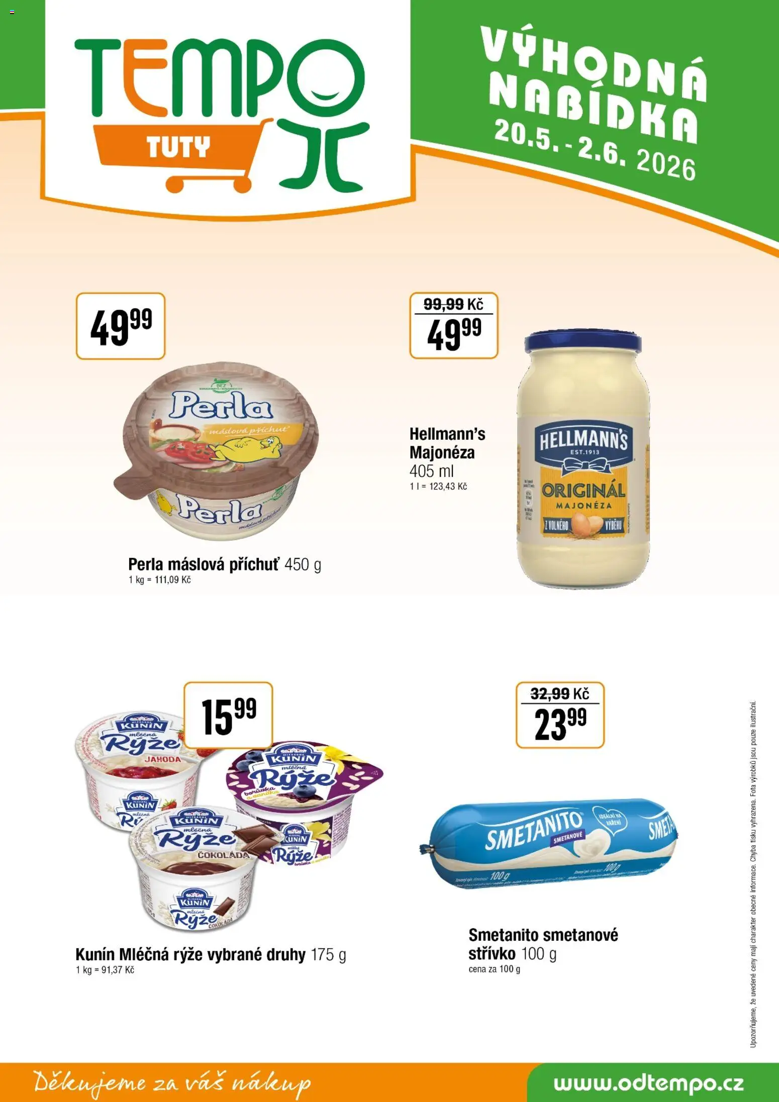 Tempo leták - Tuty od 20.05.2026 | Strana: 10 | Produkty: Čokoláda, Rýže, Hellmann's, Perla máslová