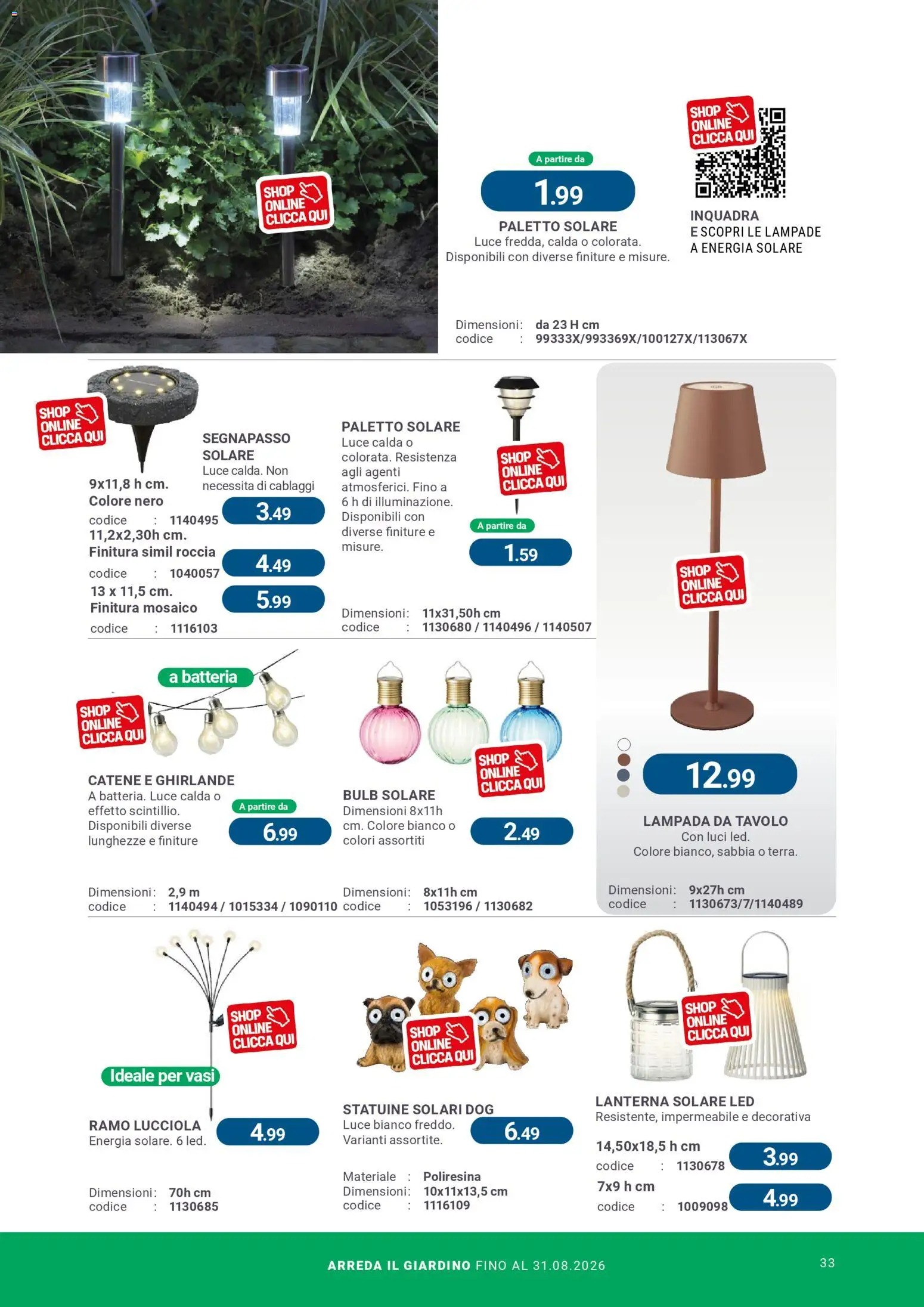 Volantino CFadda del 08.04.2026 | Pagina: 33 | Prodotti: Lanterna, Tavolo, Batteria, Lampada