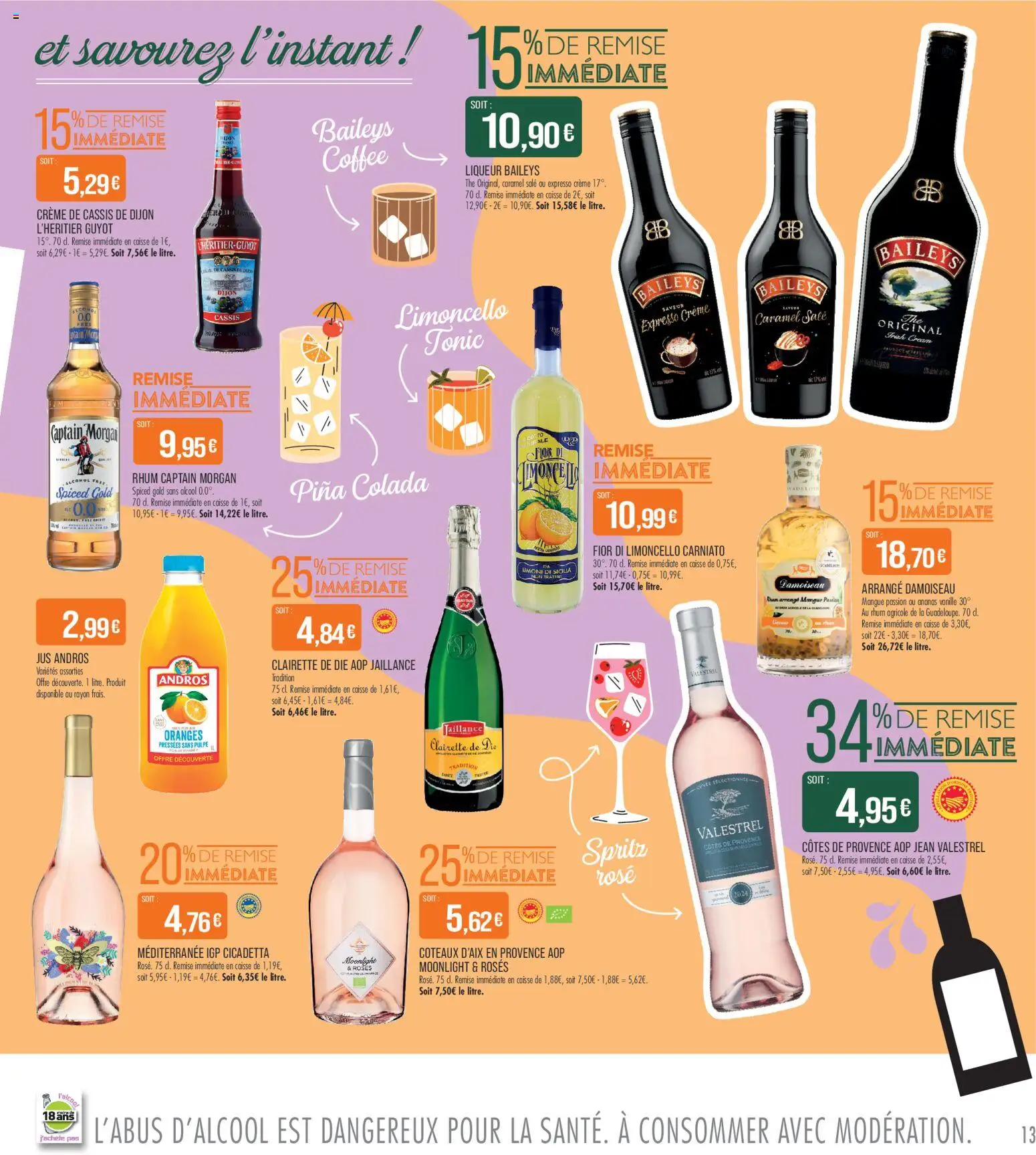 {H1} | Page: 13 | Produits: Liqueur, Clairette de die, Jus, Oranges