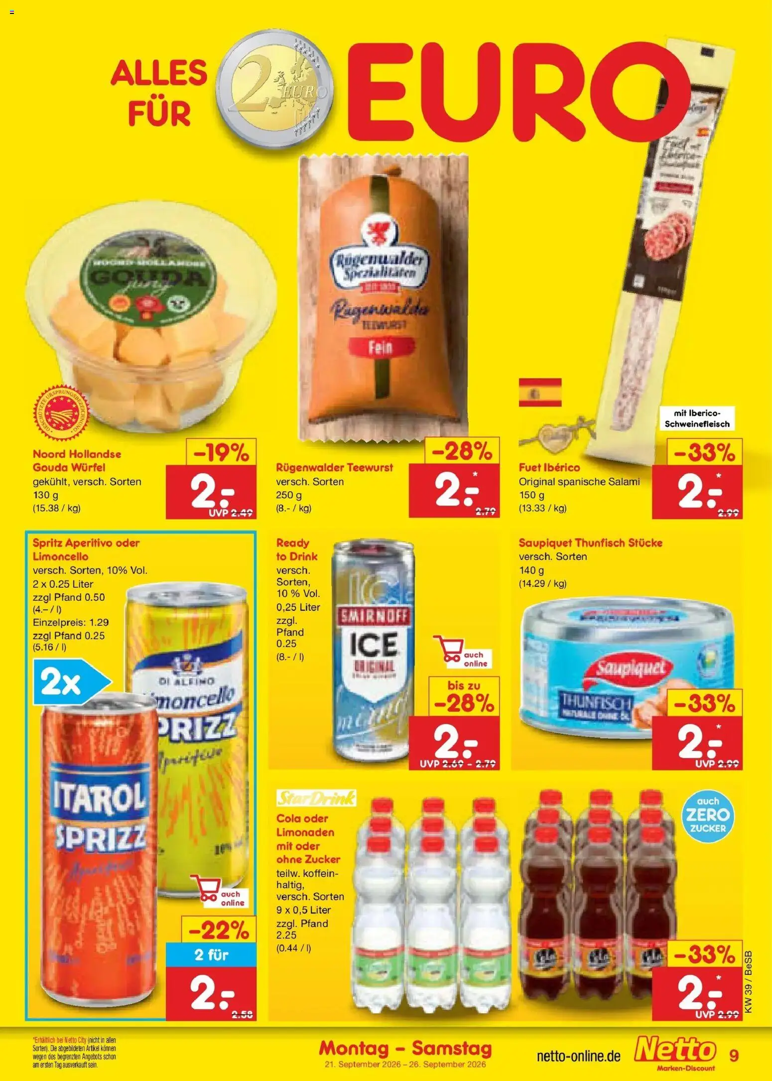 Netto Marken-Discount Prospekt Berlin-Prenzlauer Berg – gültig ab 21.09.2026 | Seite: 13 | Produkte: Spezialitäten, Limoncello, Salami, Schweinefleisch
