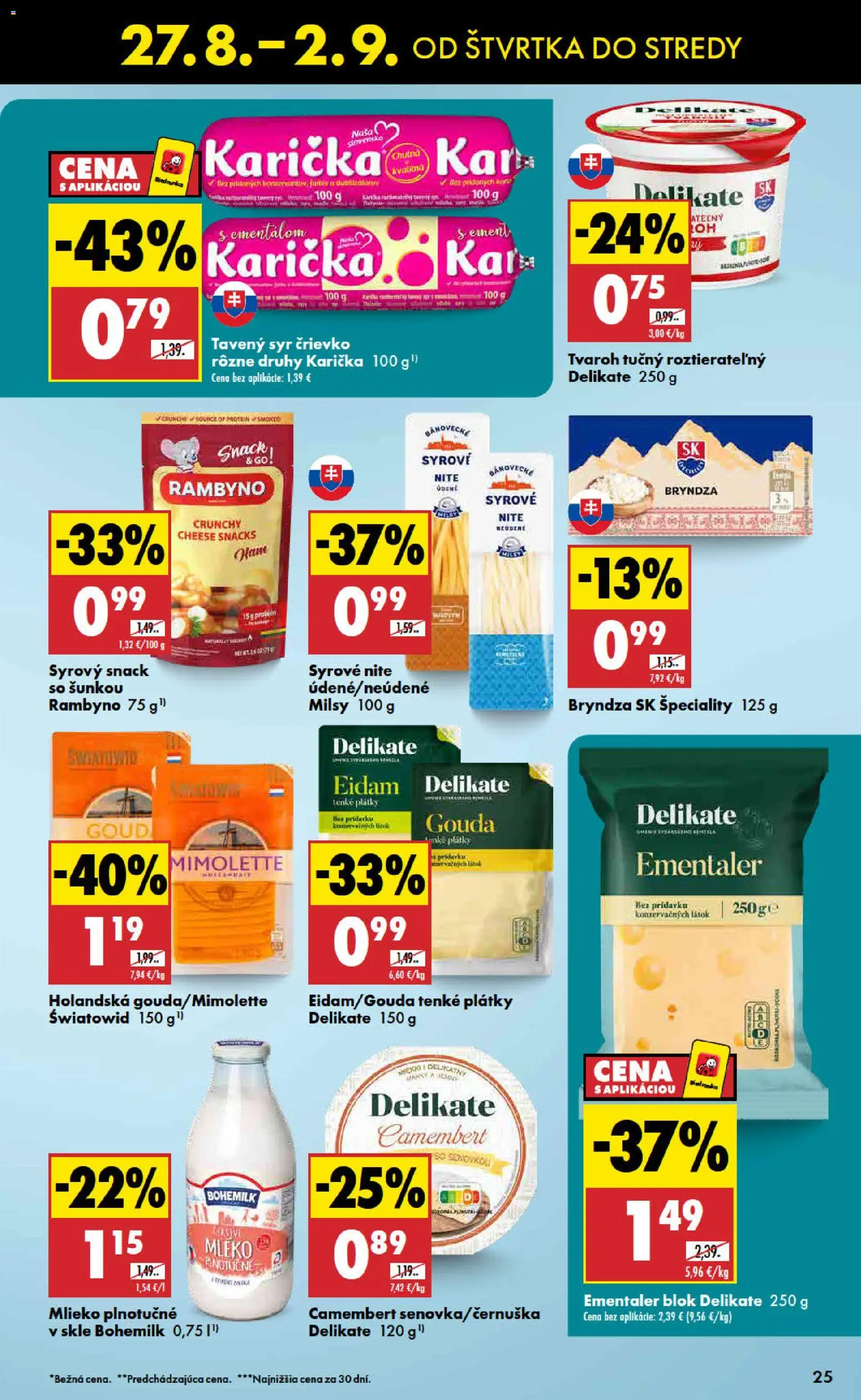 Nové Biedronka akcie – leták je platný od 27.08.2026 | Strana: 25 | Produkty: Gouda, Protein, Bryndza, Tvaroh