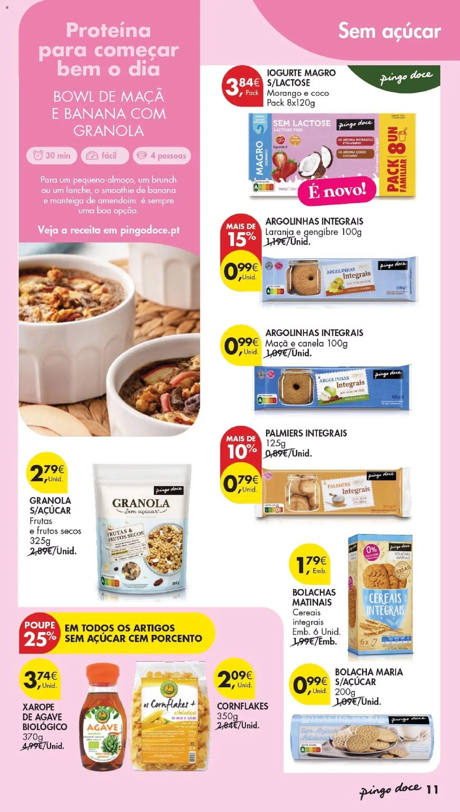 Pingo Doce Escolhas Equilibradas │ válido de 30/06/2026 | Página: 11 | Produtos: Manteiga de amendoim, Banana, Bolachas, Xarope
