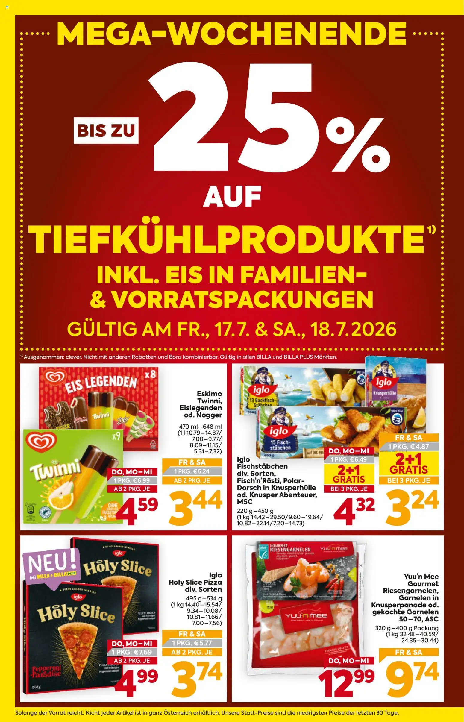 Billa - Flugblatt gültig ab 16.07.2026 | Seite: 2 | Produkte: Eis, Pizza, Fisch