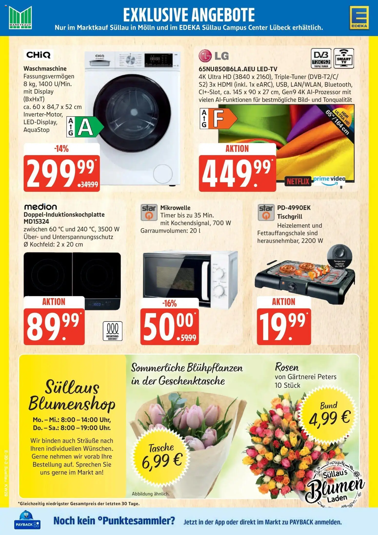 Edeka Prospekt Mölln – gültig ab 13.07.2026 | Seite: 27 | Produkte: Tasche, Blumen, Waschmaschine, Kochfeld