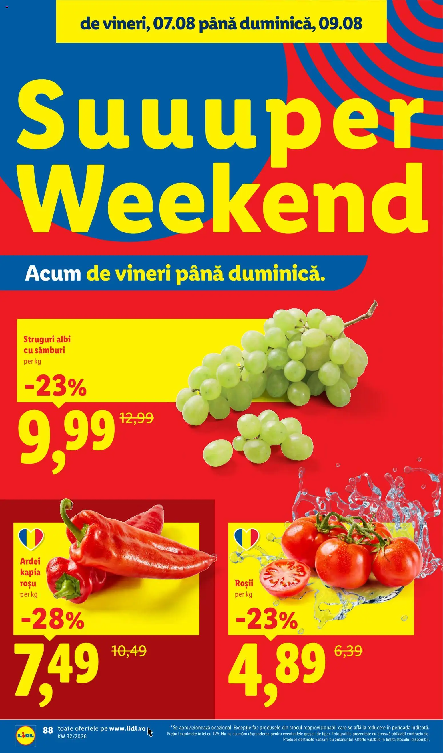 Noul catalog Lidl – valabil de la 03.08.2026 | Pagină: 88 | Produse: Struguri, Ardei, Roșii