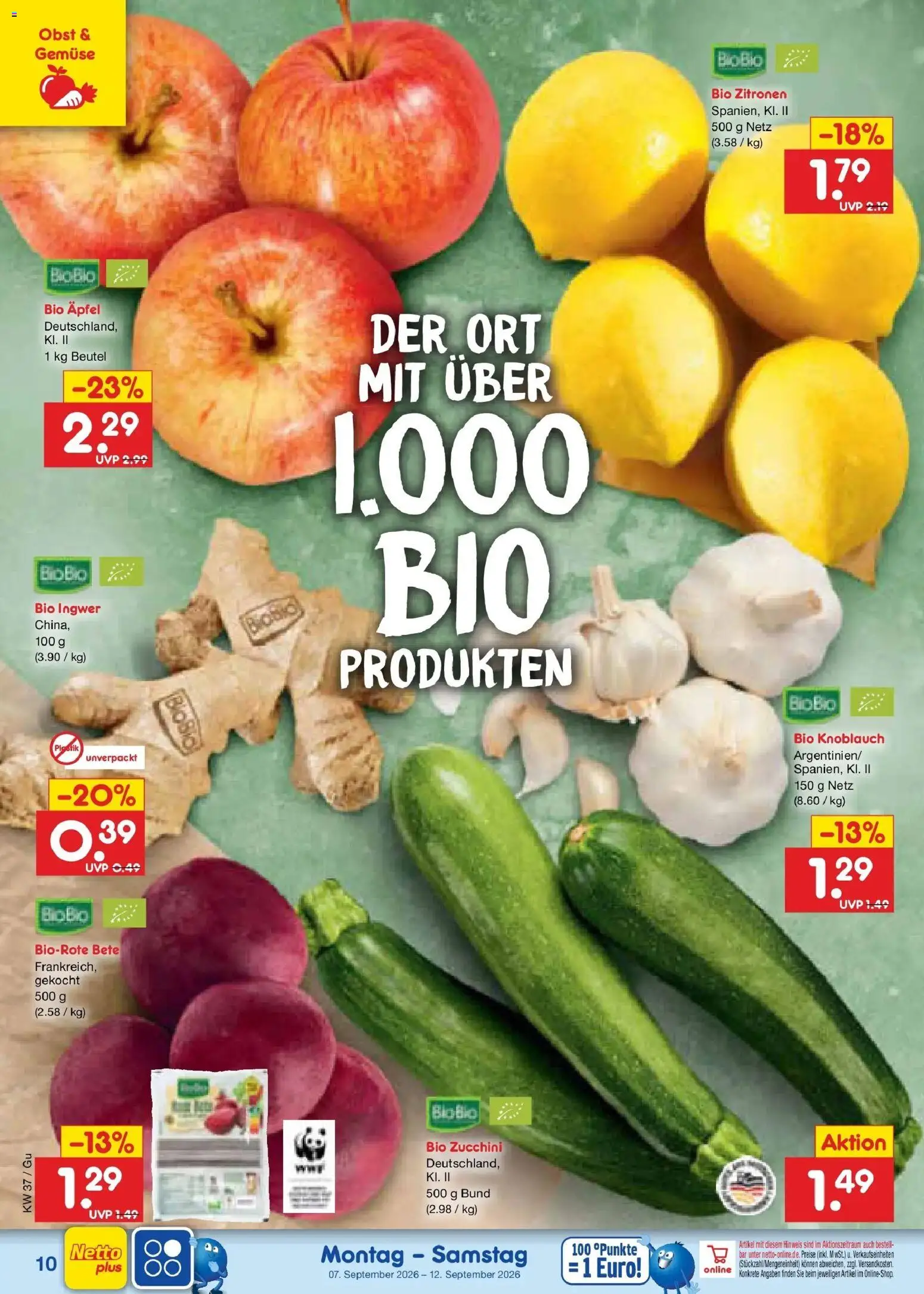 Netto Marken-Discount Prospekt Machern – gültig ab 07.09.2026 | Seite: 16 | Produkte: Gemüse, Knoblauch, Zucchini, Zitronen