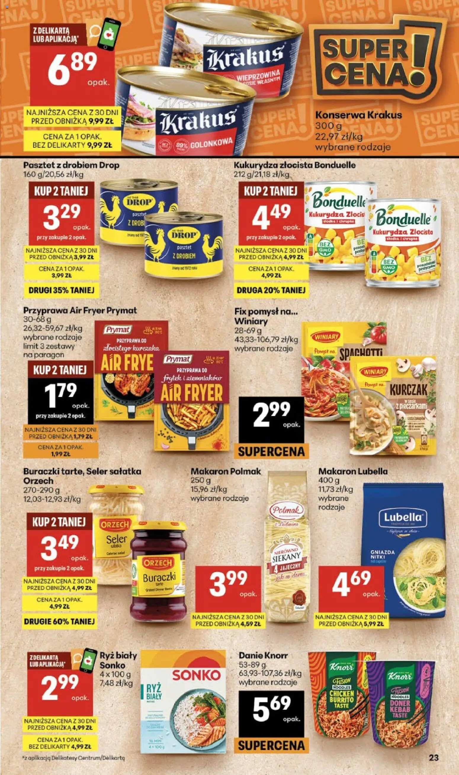 Delikatesy Centrum gazetka od 06.08.2026 | Strona: 23 | Produkty: Kurczak, Kukurydza, Makaron, Sałatka