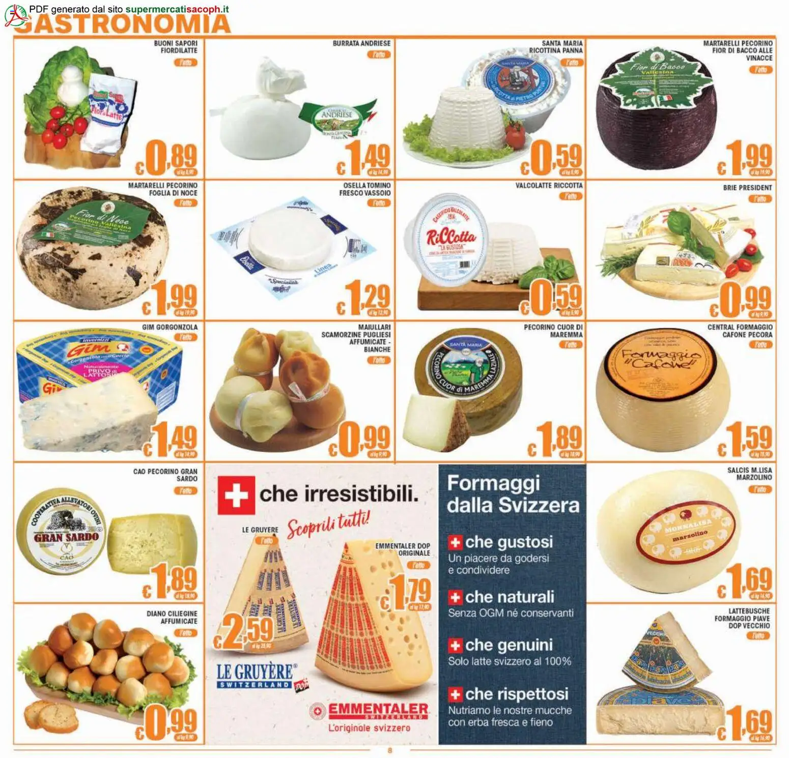 Volantino Sacoph del 17.04.2026 | Pagina: 8 | Prodotti: Panna, Latte, Formaggio, Tomino