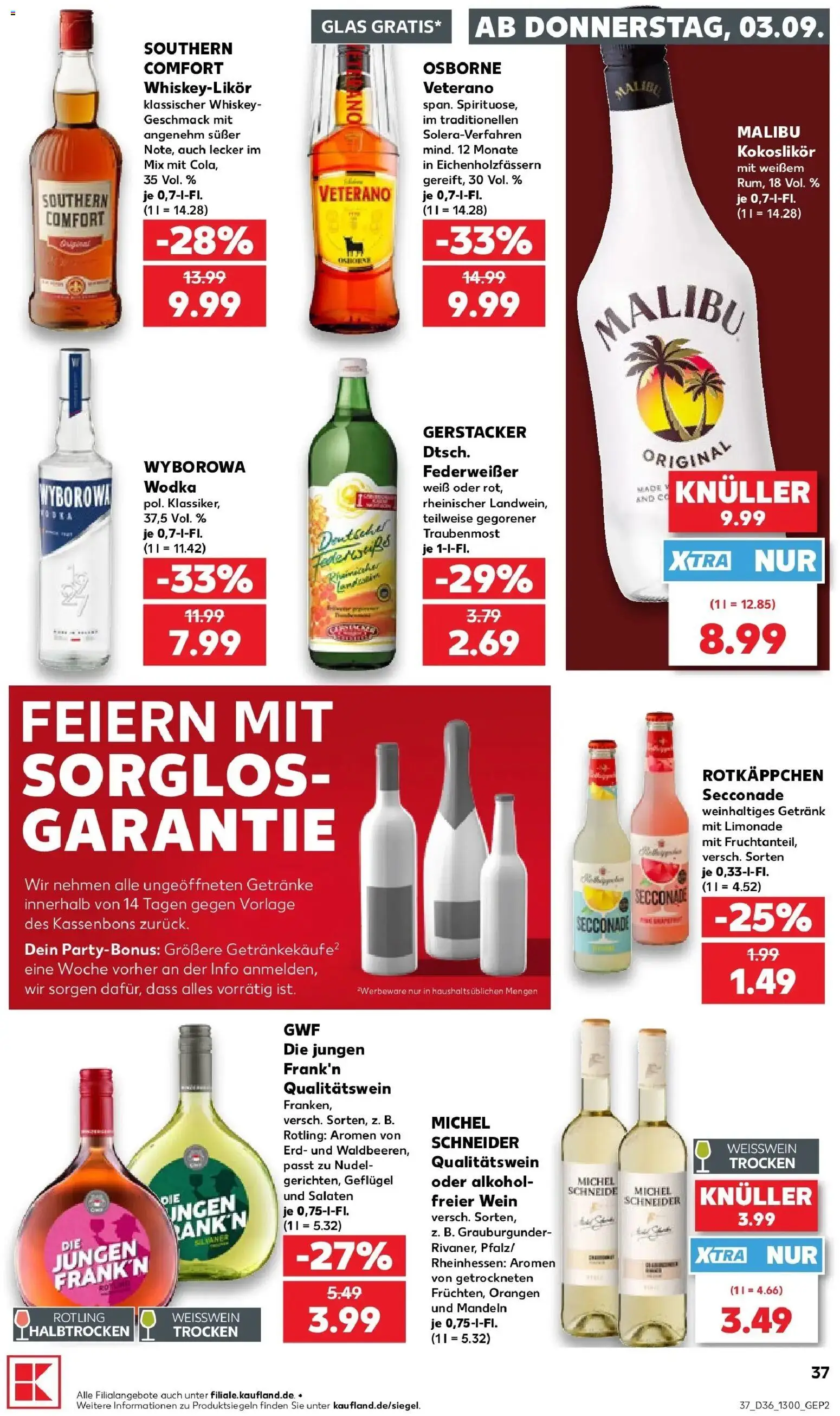 Prospekt Kaufland ab 03.09.2026 » Angebote Online zum Blättern | Seite: 37 | Produkte: Limonade, Mandeln, Wein, Whiskey