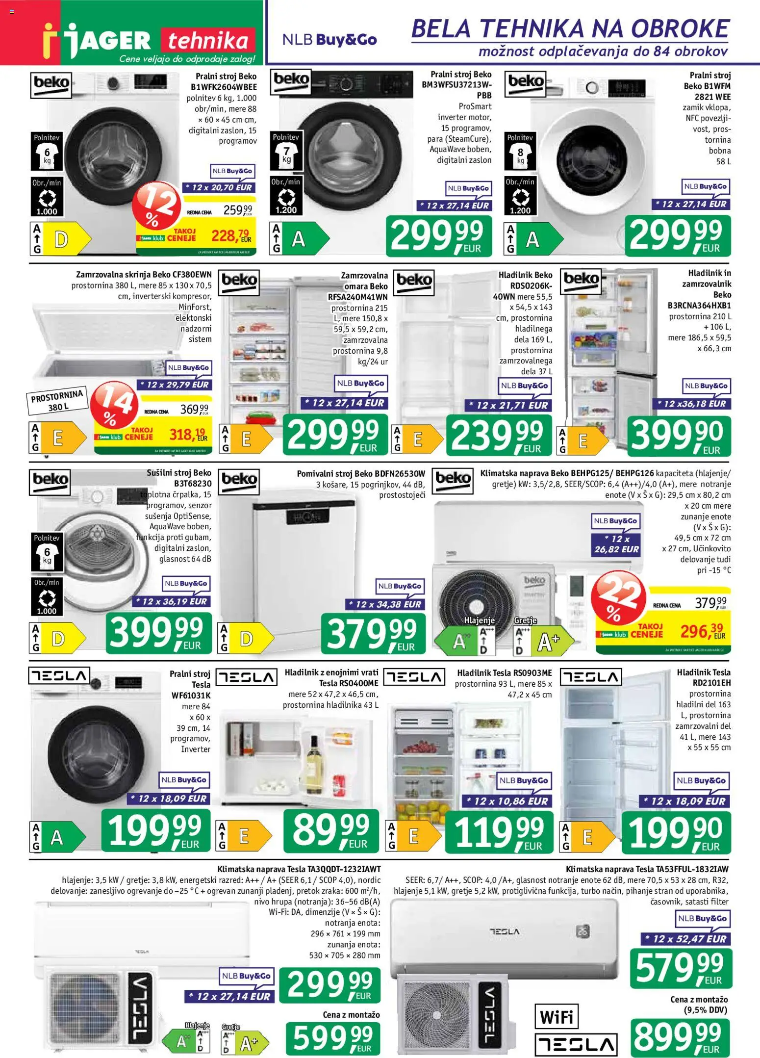 Novi Jager katalog ponudbe – veljaven od 03.06.2026 | Stran: 14 | Izdelki: Klimatska naprava, Hladilnik, Susilni stroj, Pomivalni stroj