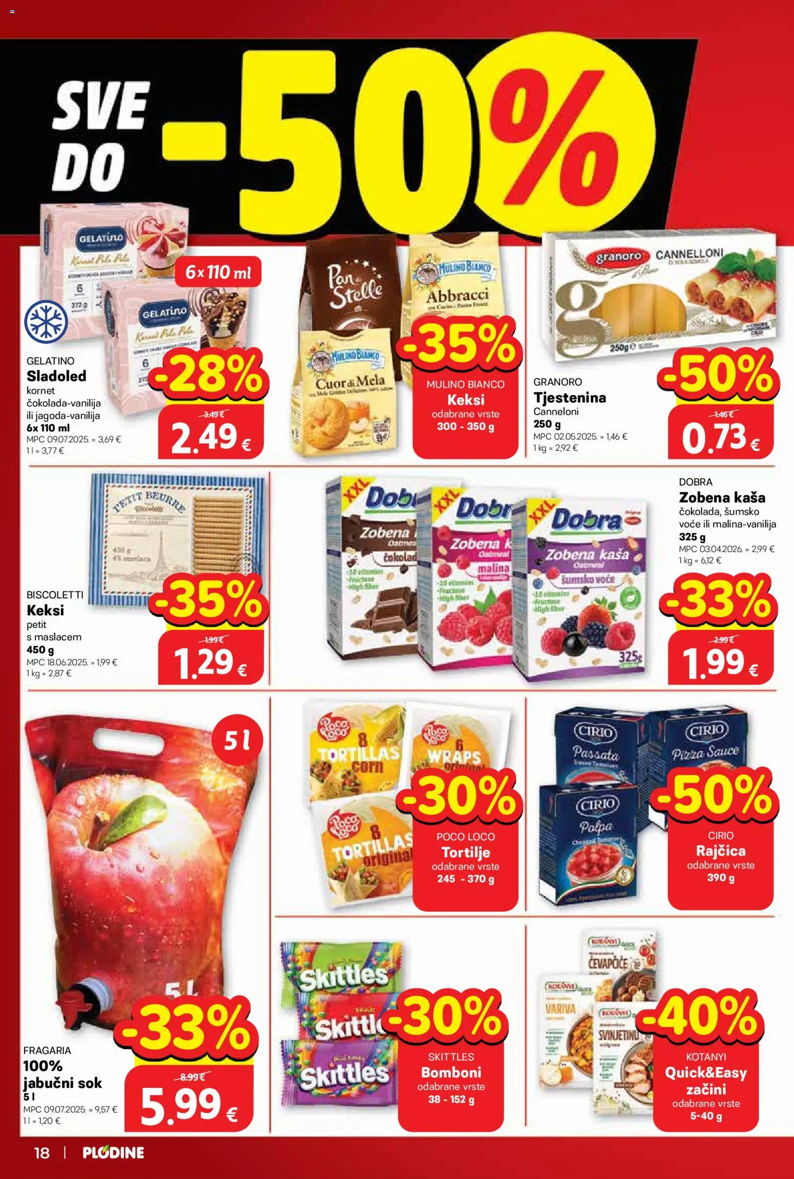 Plodine katalog | vrijedi od 15.04.2026 | Stranica: 18 | Proizvodi: Keksi, Bomboni, Voće, Kornet