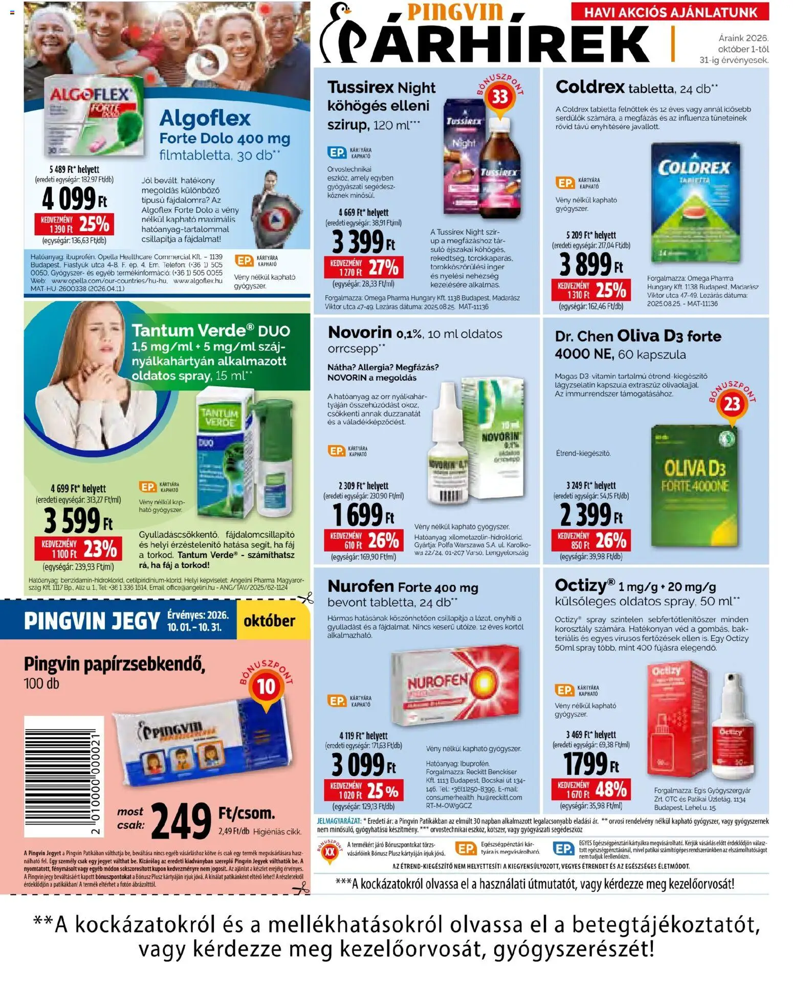 Pingvin Patika akciós ujság - amely érvényes a következő dátumtól: 2026.10.01. | Oldal: 14 | Termékek: Kapszula, Vitamin, Tabletta, Omega