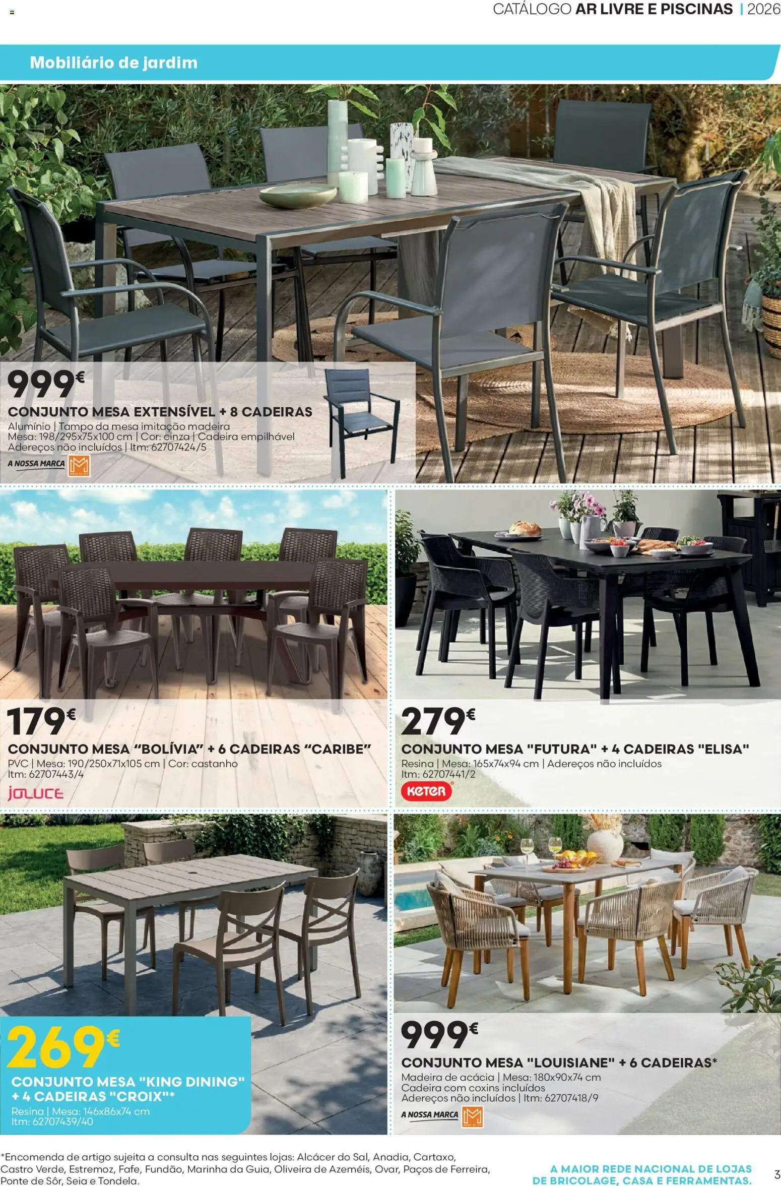 BricoMarché Catálogo Ar Livre e Piscinas - Vila do Conde │ válido de 14.05.2026 | Página: 3 | Produtos: Cadeiras, Piscinas, Mesa, Cadeira