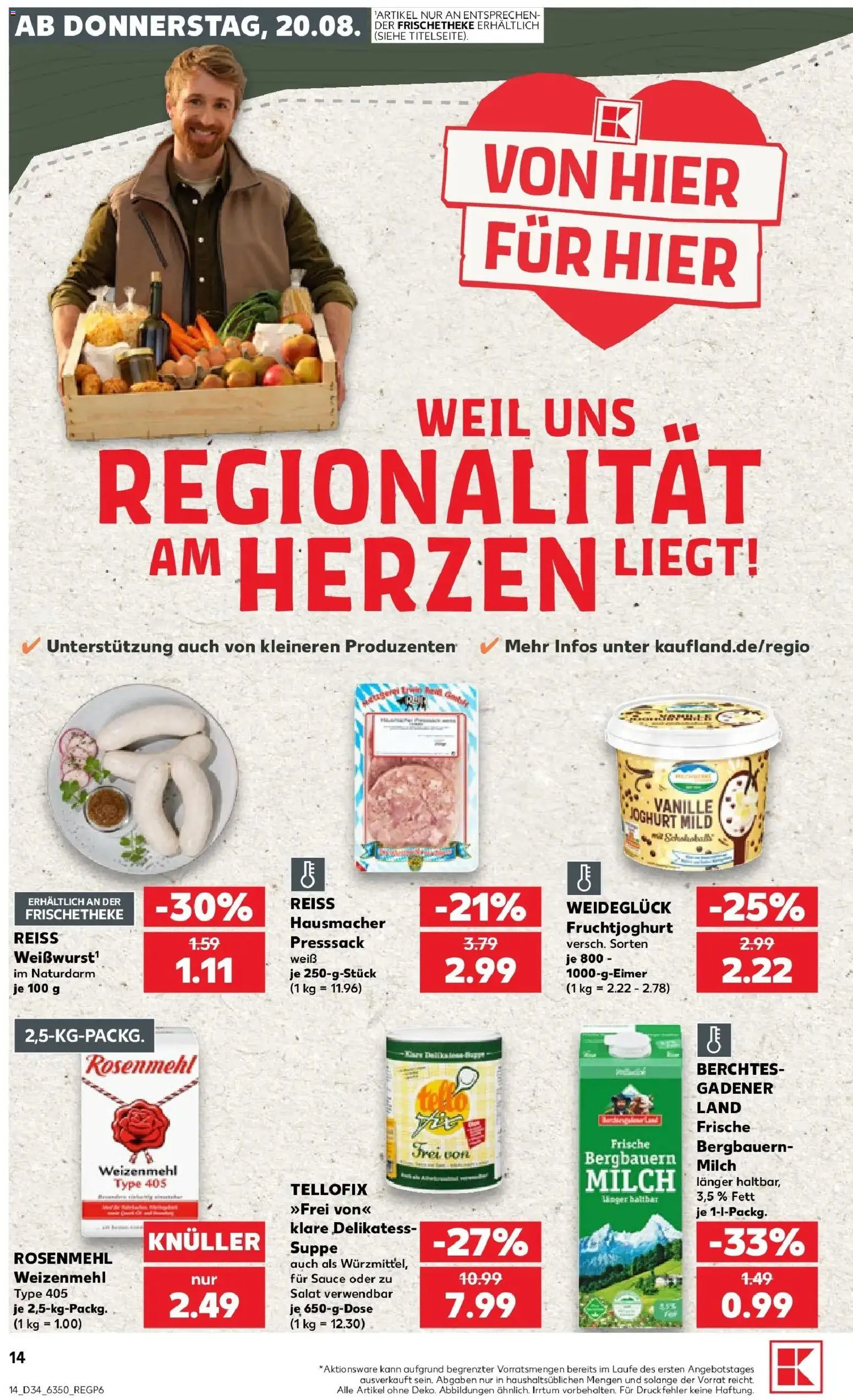 Prospekt Kaufland ab 17.08.2026 » Angebote Online zum Blättern | Seite: 25 | Produkte: Milch, Weizenmehl, Fruchtjoghurt, Salat