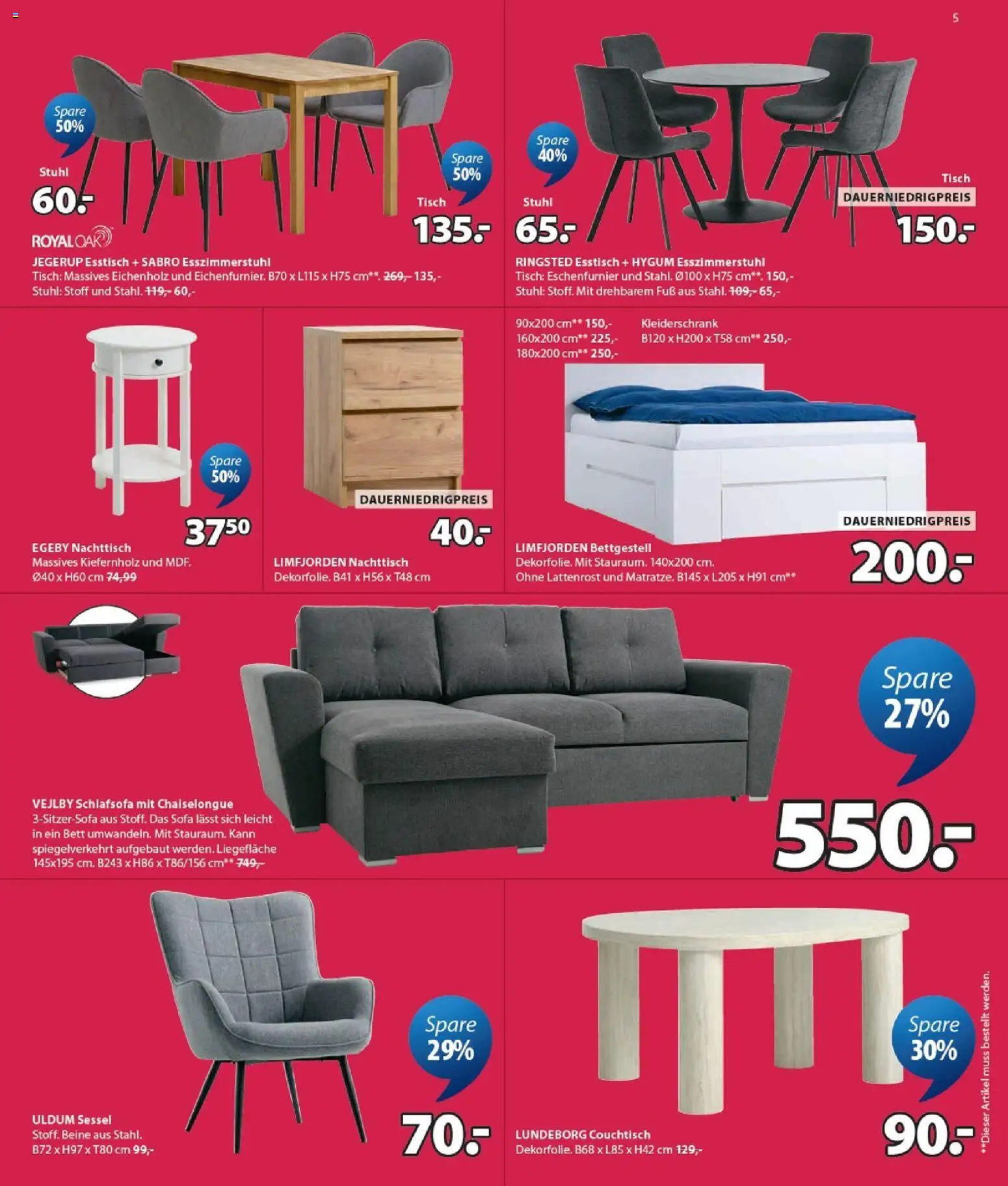 Prospekt JYSK – gültig ab 07.06.2026 | Seite: 5 | Produkte: Esstisch, Kleiderschrank, Sofa, Couchtisch