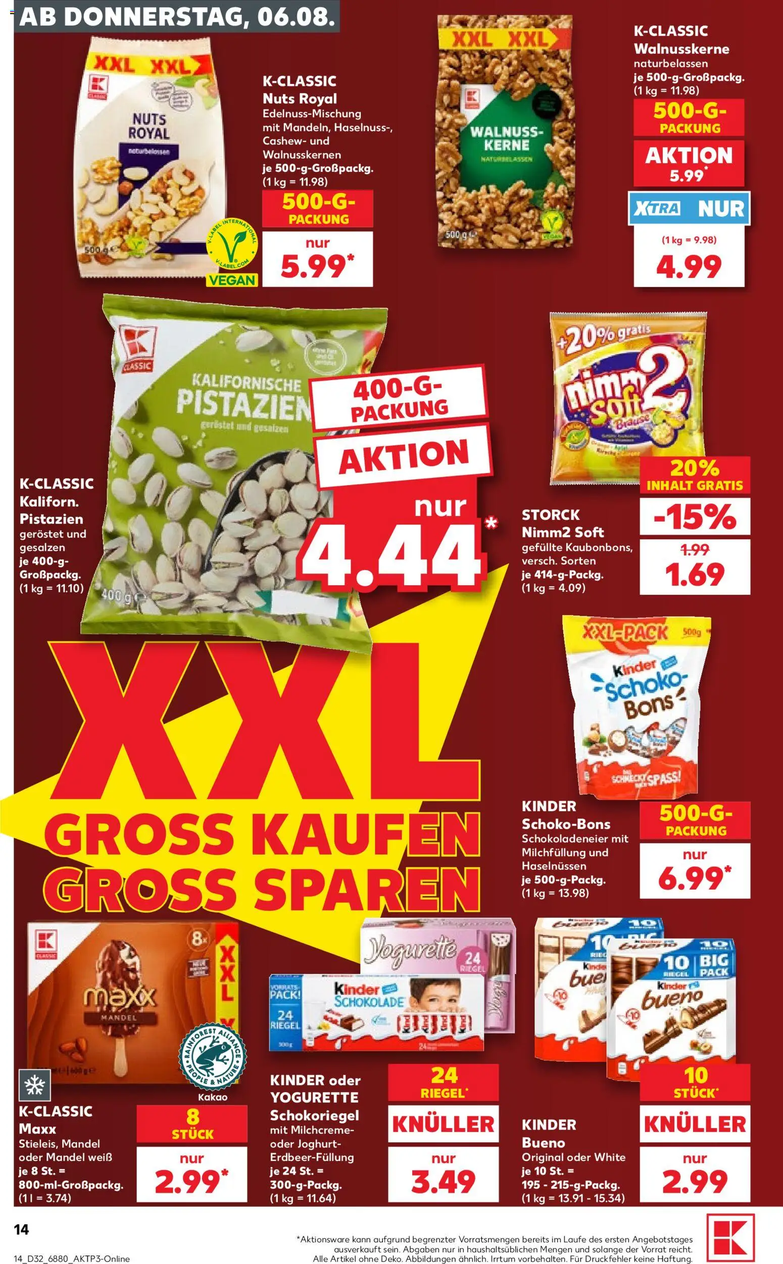 Kaufland Prospekt Völklingen – gültig ab 06.08.2026 | Seite: 14 | Produkte: Yogurette, Joghurt, Schokolade, Pistazien