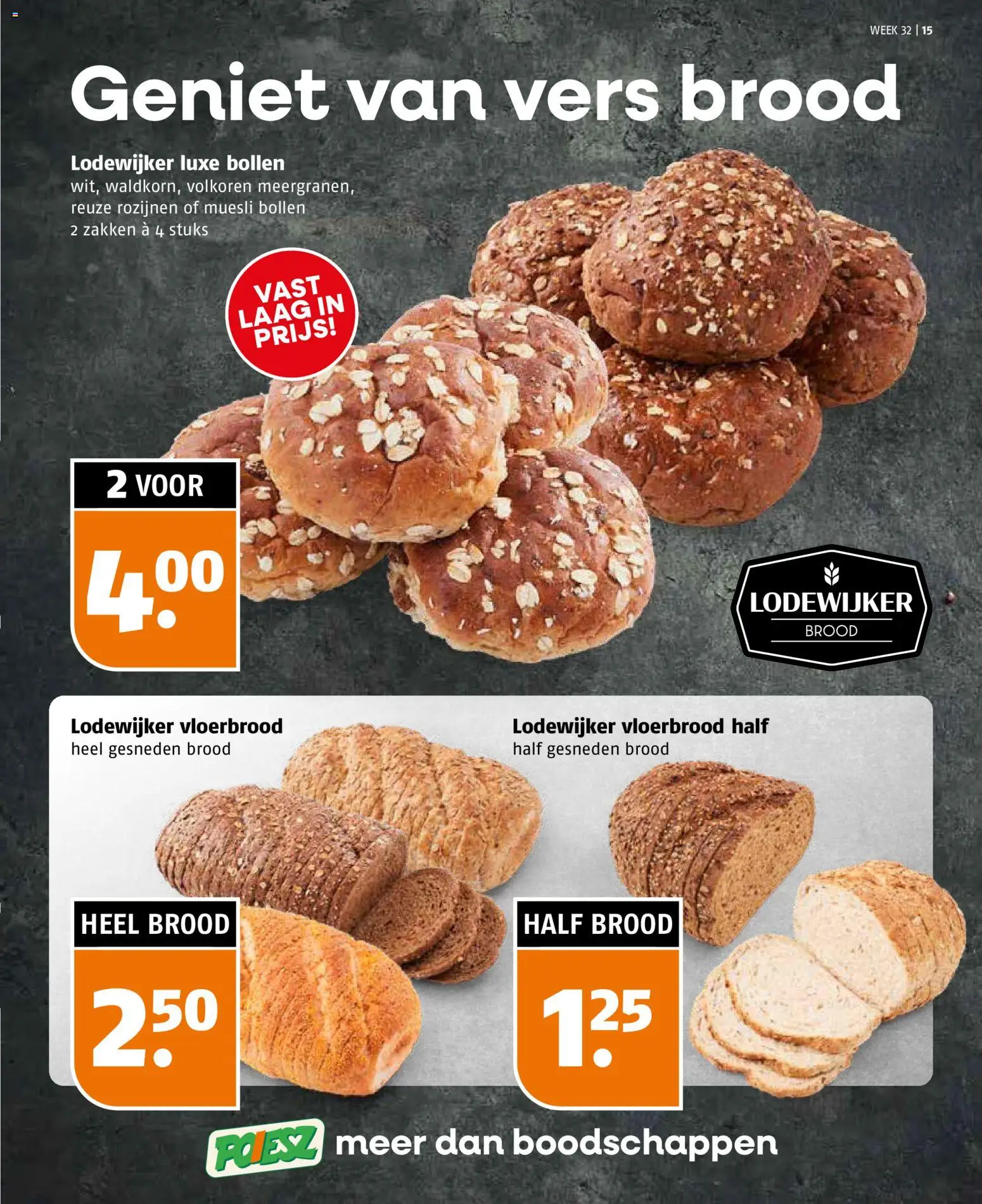 {H1} | Pagina: 15 | Producten: Brood, Rozijnen, Muesli