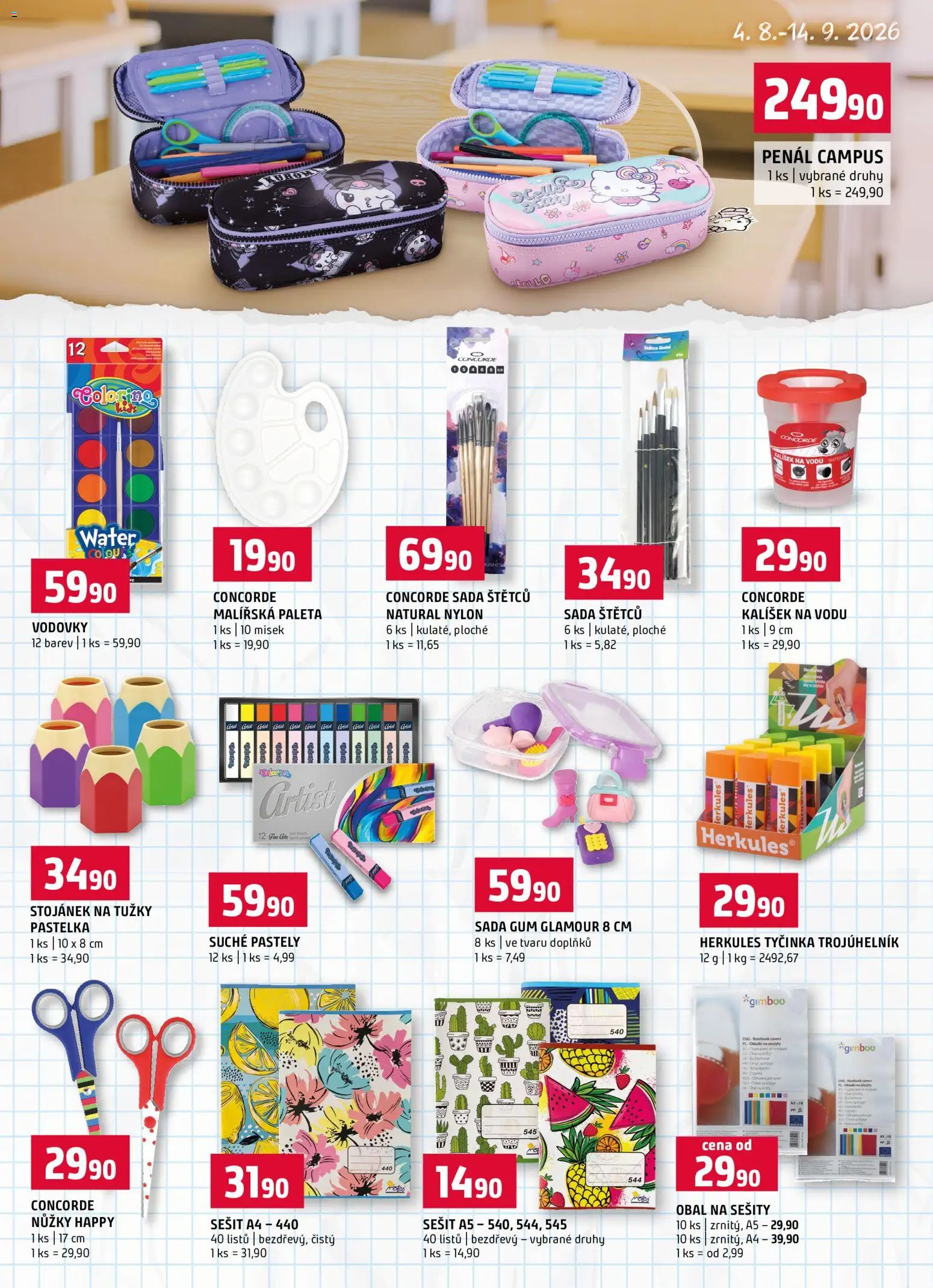 Terno leták - Zpátky do školy od 04.08.2026 | Strana: 2 | Produkty: Penál, Nůžky, Sešity, Sešit