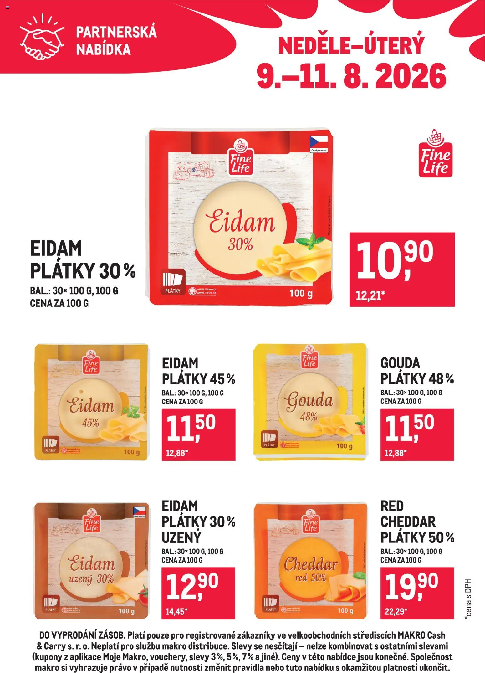 Makro leták - Partnerská nabídka od 09.08.2026 | Strana: 2 | Produkty: Gouda, Eidam, Cheddar