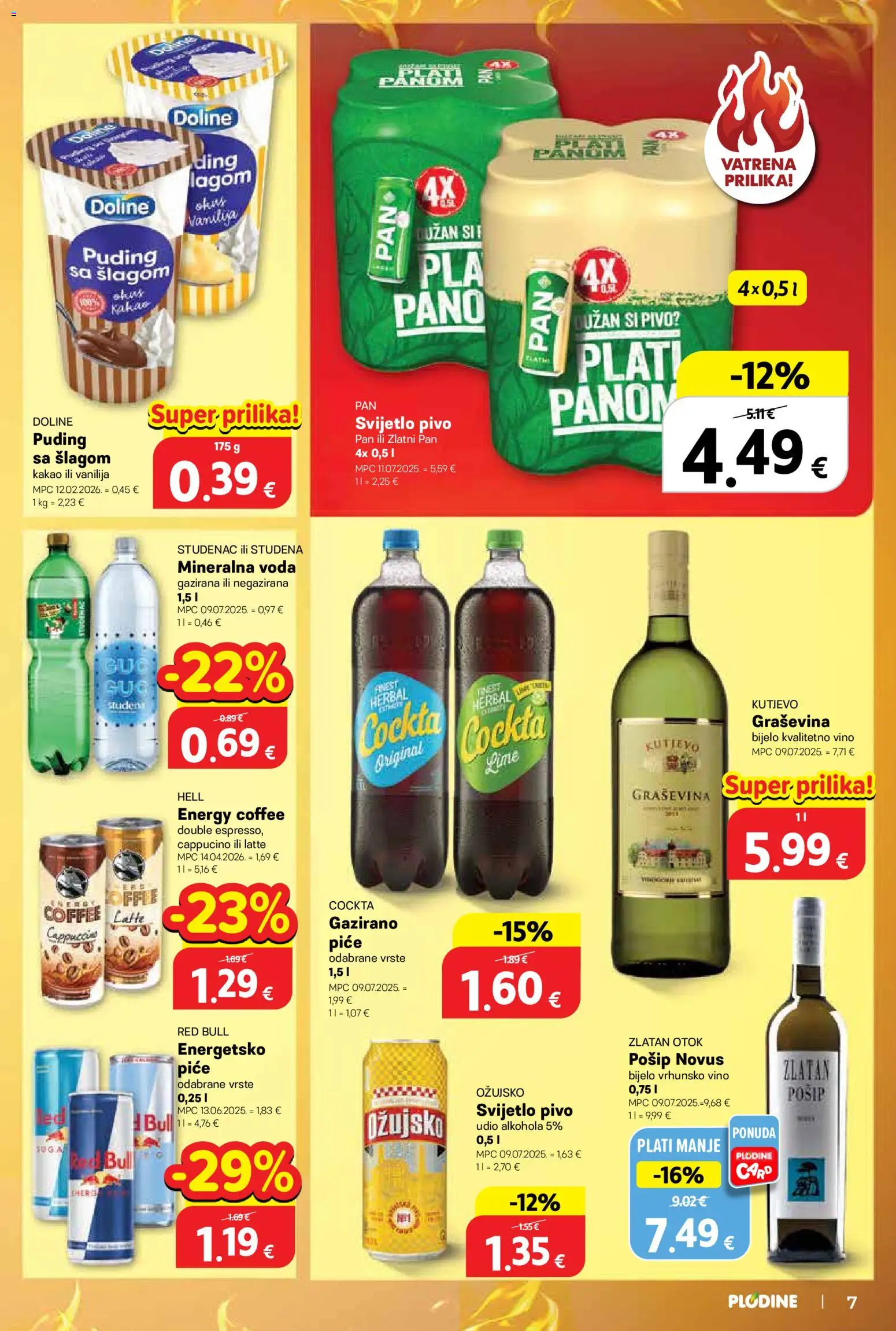 Plodine katalog | vrijedi od 06.05.2026 | Stranica: 7 | Proizvodi: Mineralna voda, Hell, Pivo, Pan