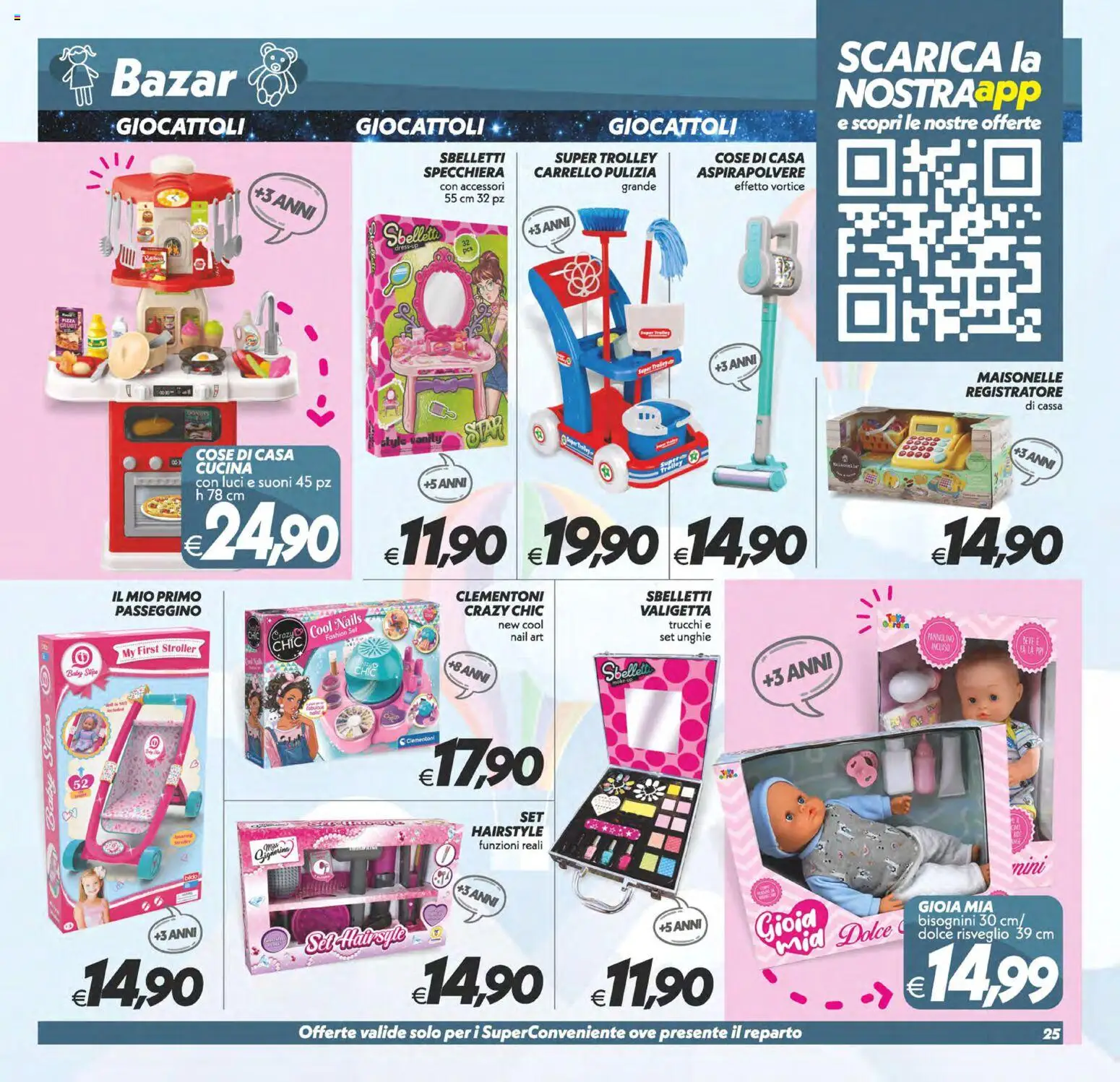 Volantino SuperConveniente del 23/10/2026 | Pagina: 25 | Prodotti: Pizza, Giocattoli, Passeggino, Trolley