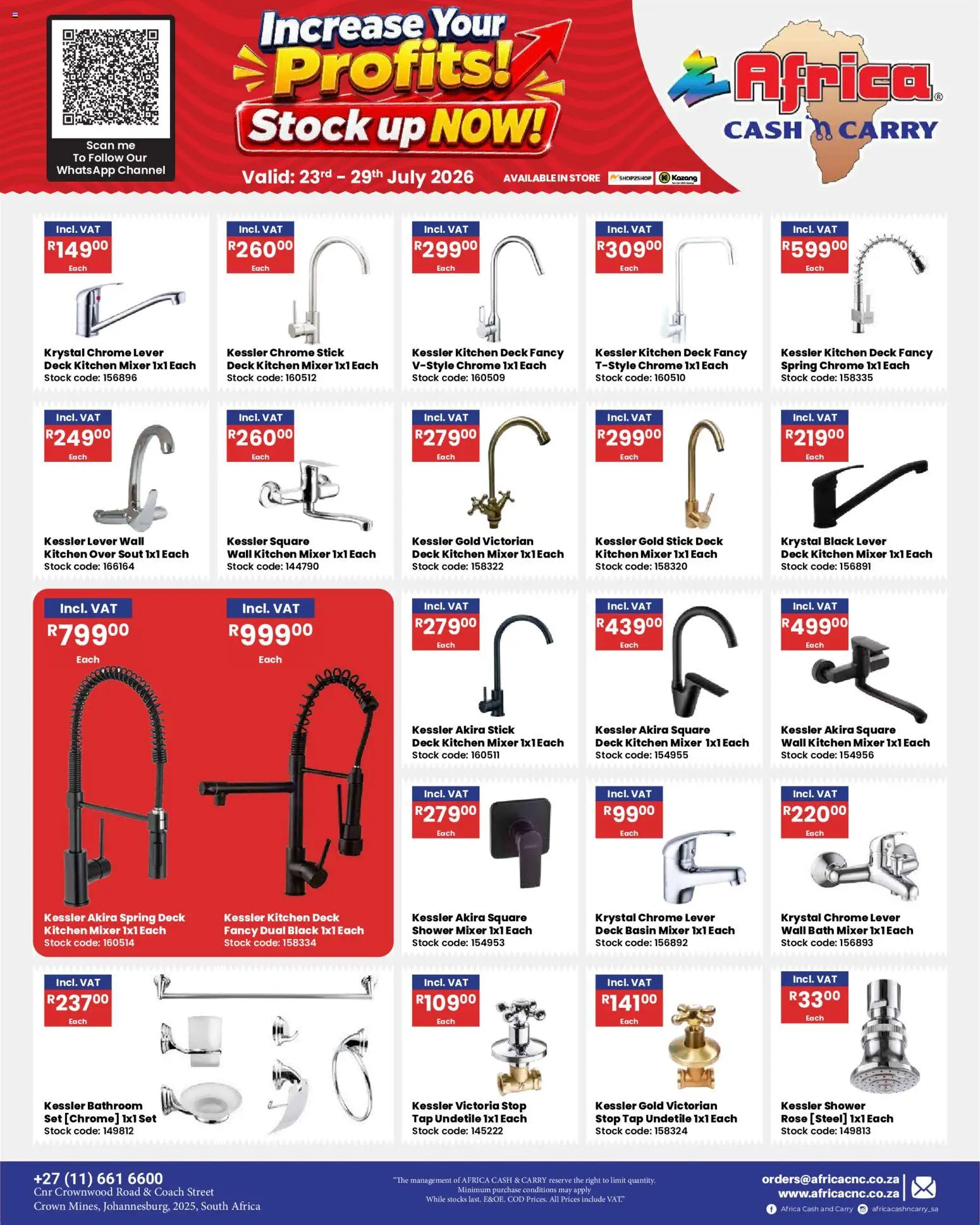 New Africa Cash & Carry catalogue – valid from 23/07/2026 | Page: 41 | Products: Mixer, Shower, Basin, Shower set