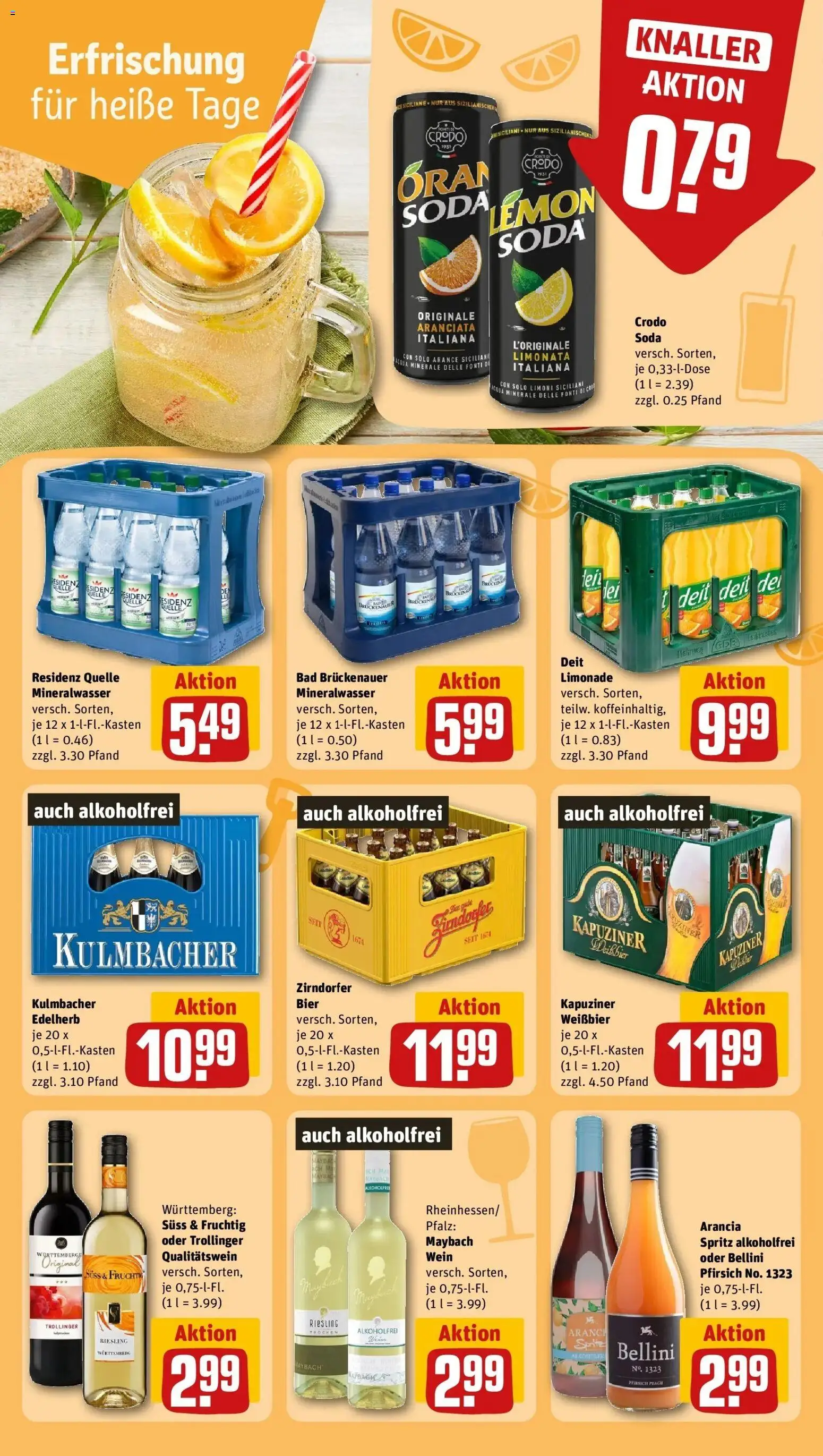 REWE Prospekt ab 17.08.2026 zum Blättern » Angebote | Seite: 21 | Produkte: Weißbier, Mineralwasser, Pfirsich, Wein