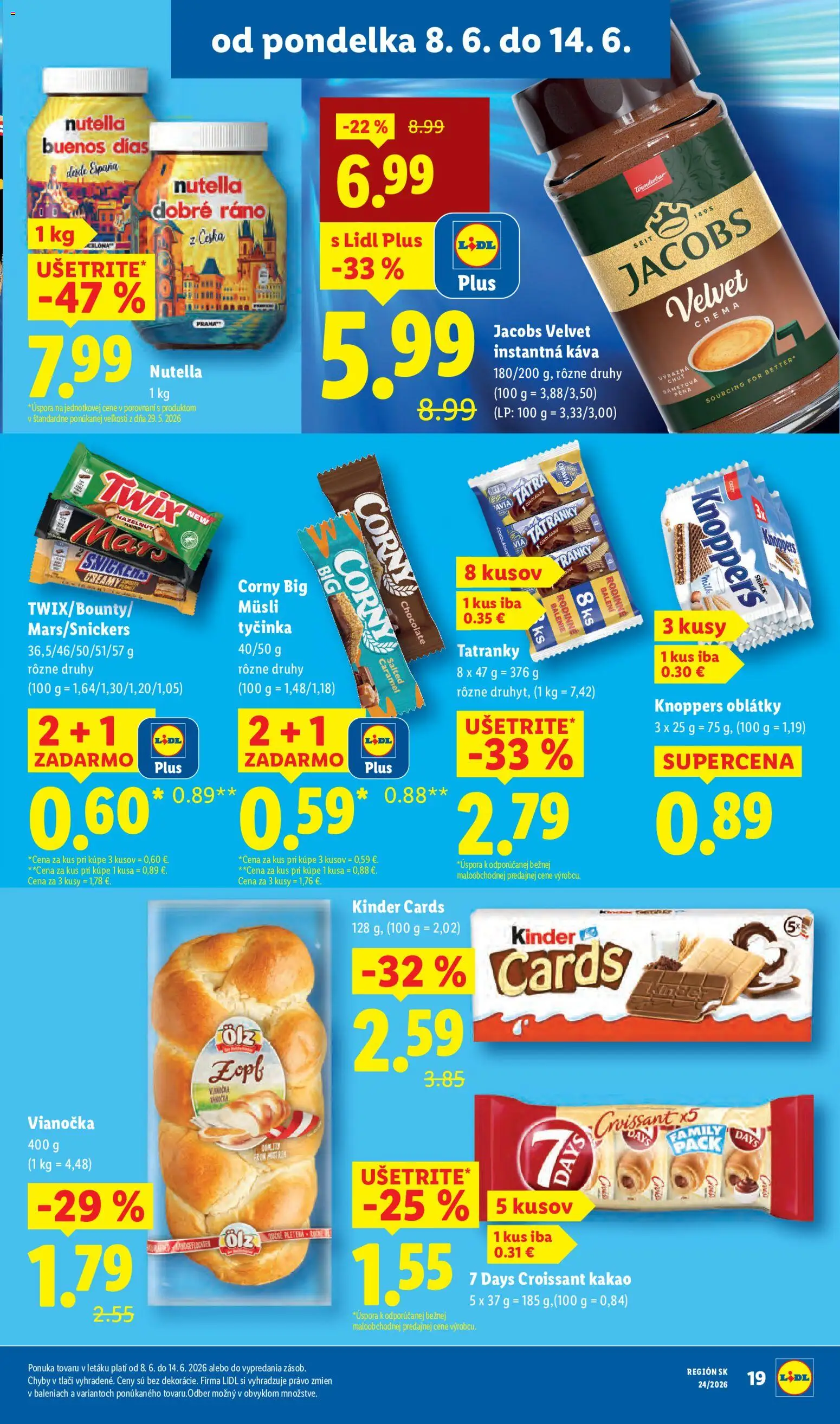 Nové Lidl akcie – leták je platný od 08.06.2026 | Strana: 29 | Produkty: Káva, Croissant, Nutella, Kakao