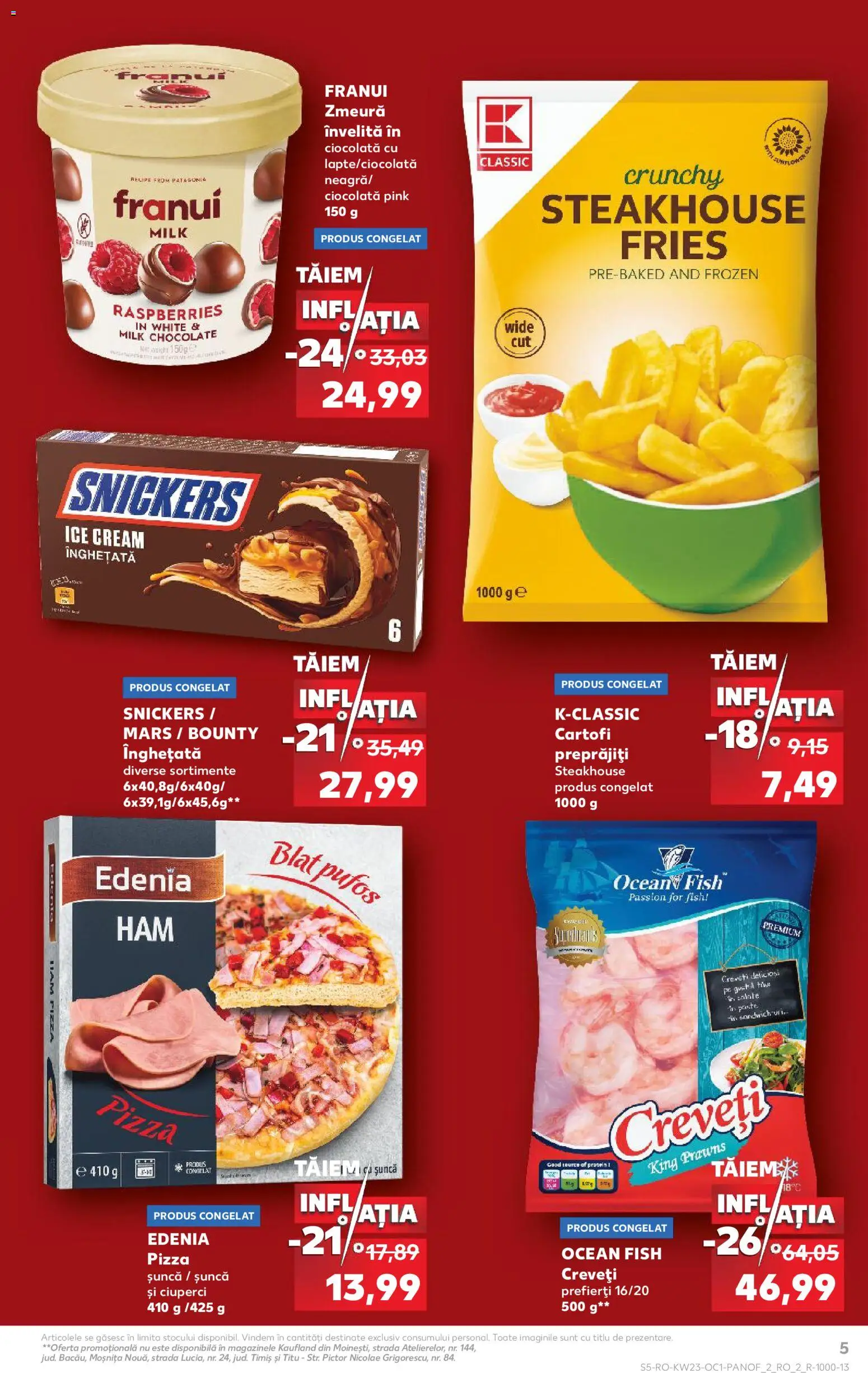 Kaufland RO akciós ujság - amely érvényes a következő dátumtól: 03.06.2026 | Oldal: 5 | Termékek: Protein, Snickers, Pizza
