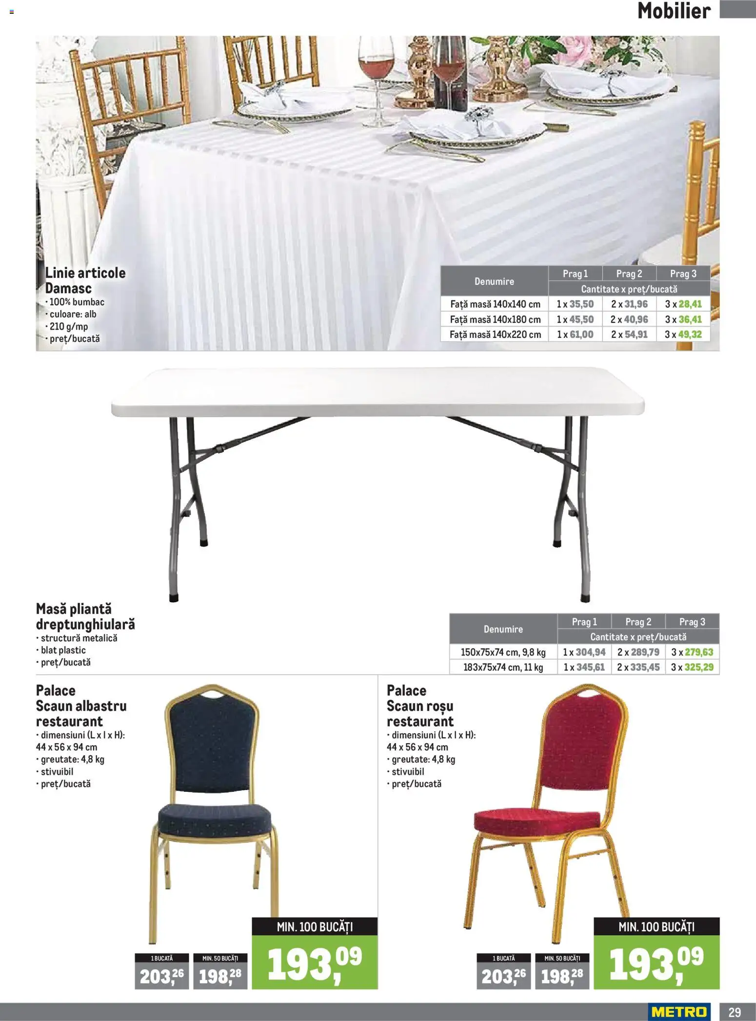 Noul catalog Metro – valabil de la 01.10.2026 | Pagină: 29 | Produse: Masă, Scaun