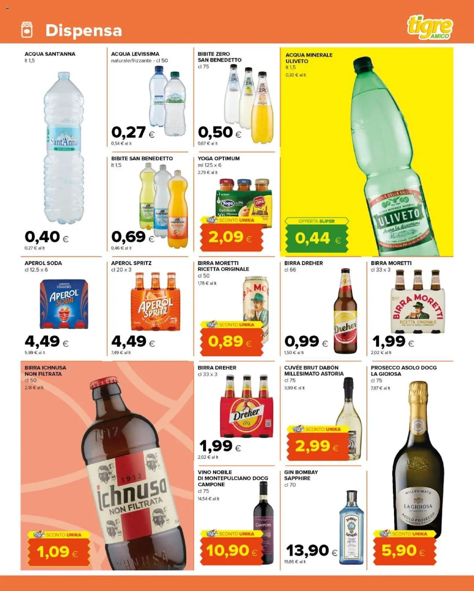 Volantino Tigre del 16/09/2026 | Pagina: 11 | Prodotti: Vino, Aperol Spritz, Acqua minerale, Gin Bombay