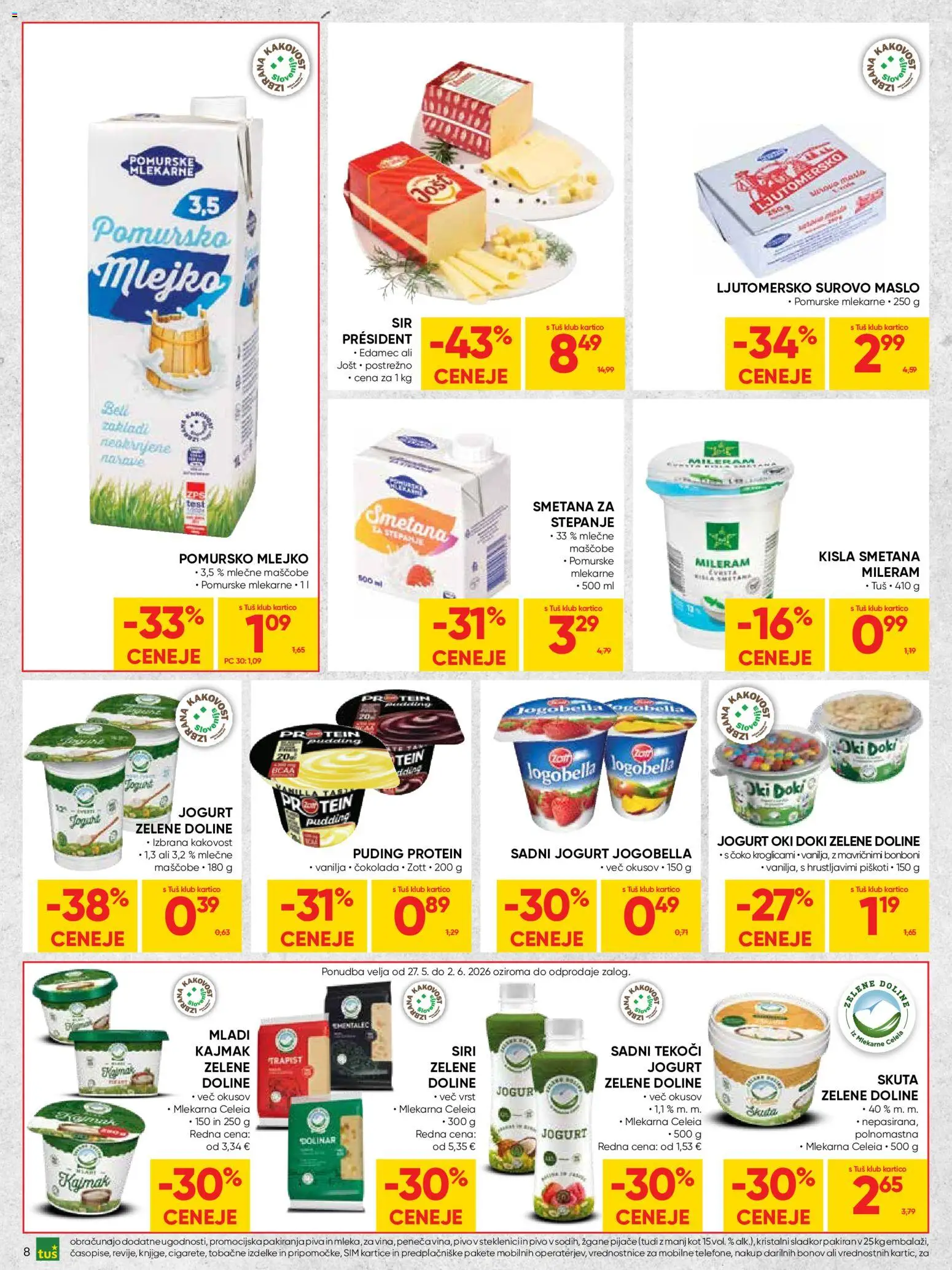 Novi Tuš katalog ponudbe – veljaven od 27.05.2026 | Stran: 8 | Izdelki: Puding, Cokolada, Pivo, Sladkor