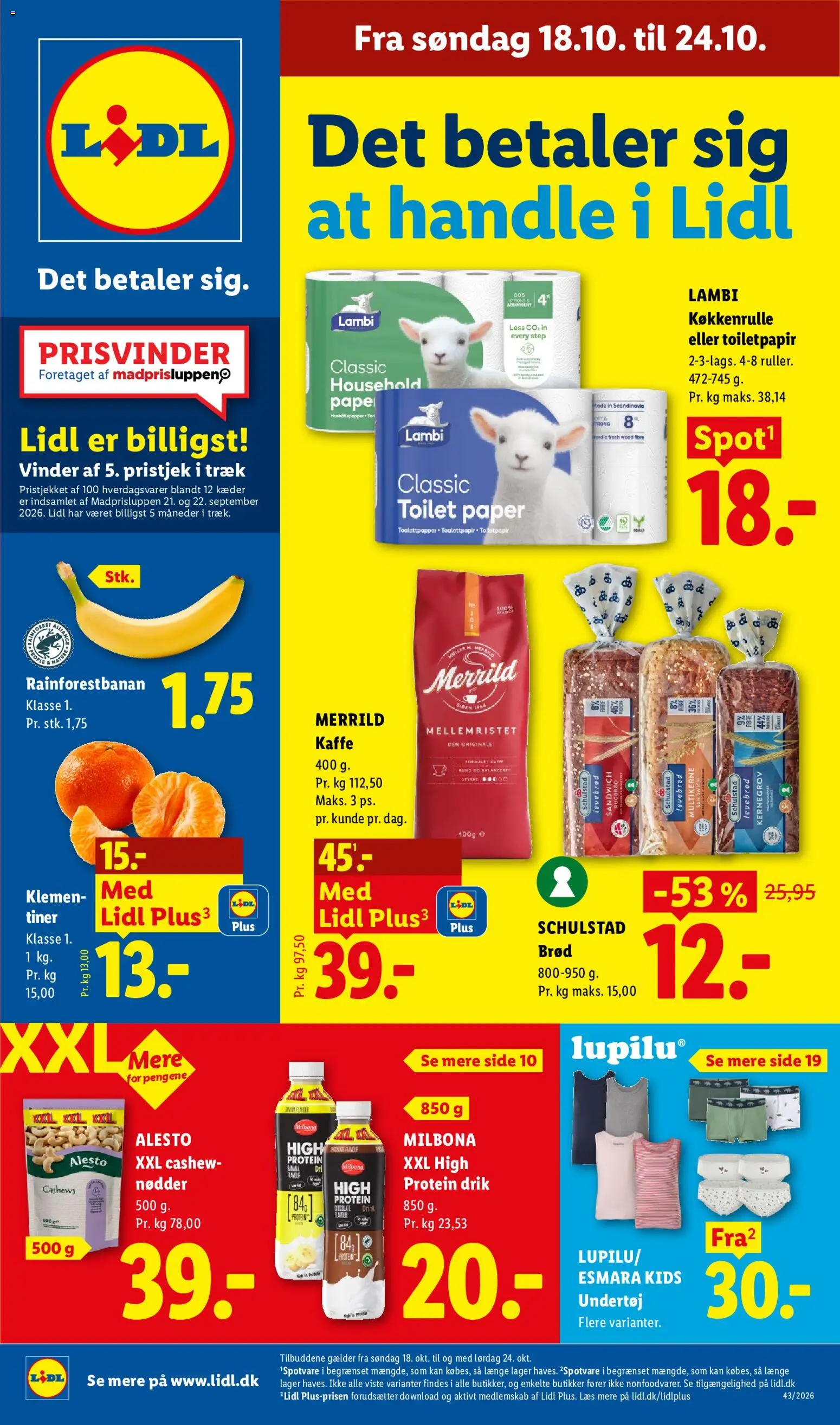 Lidl tilbudsavis – gyldig fra 18/10/2026 | Side: 1 | Produkter: Brød, Kaffe, Nødder, Søm