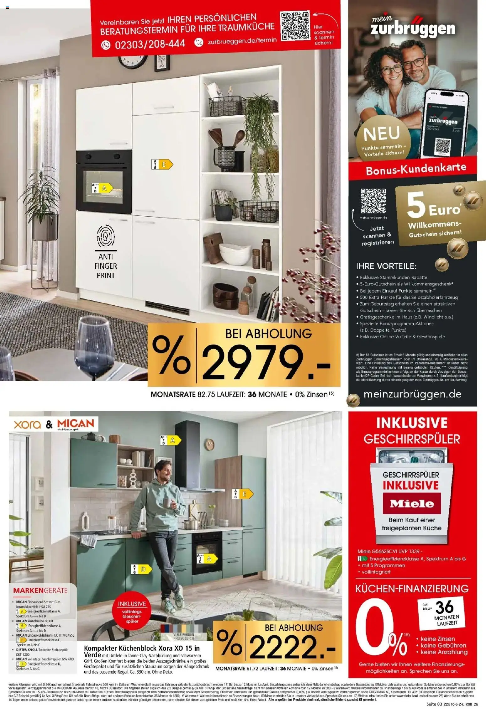 Zurbrüggen - Zurbrüggen: Küchen Vorteilswochen (ab 24.10.2026) zum Blättern | Seite: 3 | Produkte: Miele, Geschirrspüler, Küchenblock, Kuchen