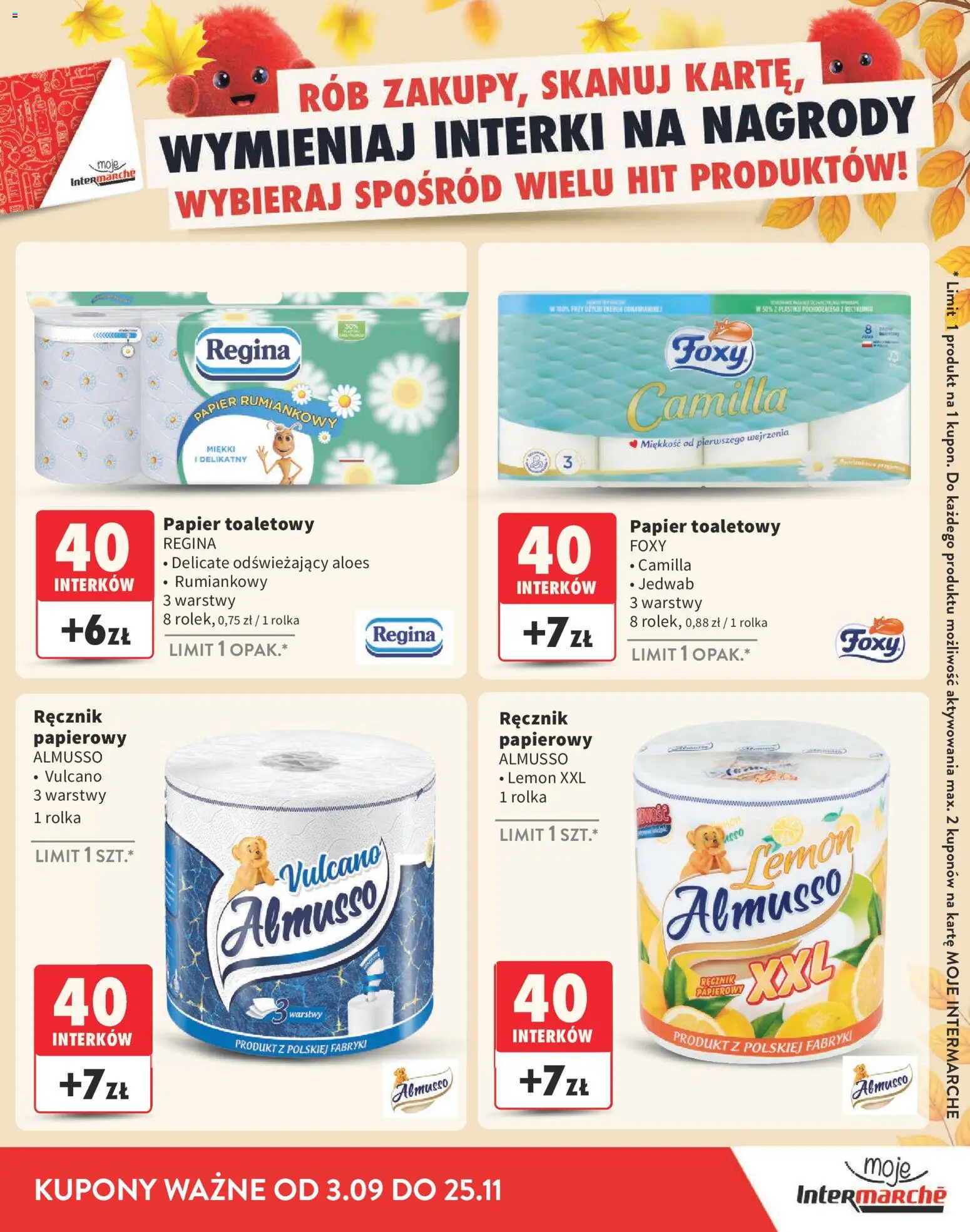 Intermarche gazetka - Interki od 03.09.2026 | Strona: 25 | Produkty: Papier toaletowy, Aloes, Papier rumiankowy, Ręcznik papierowy