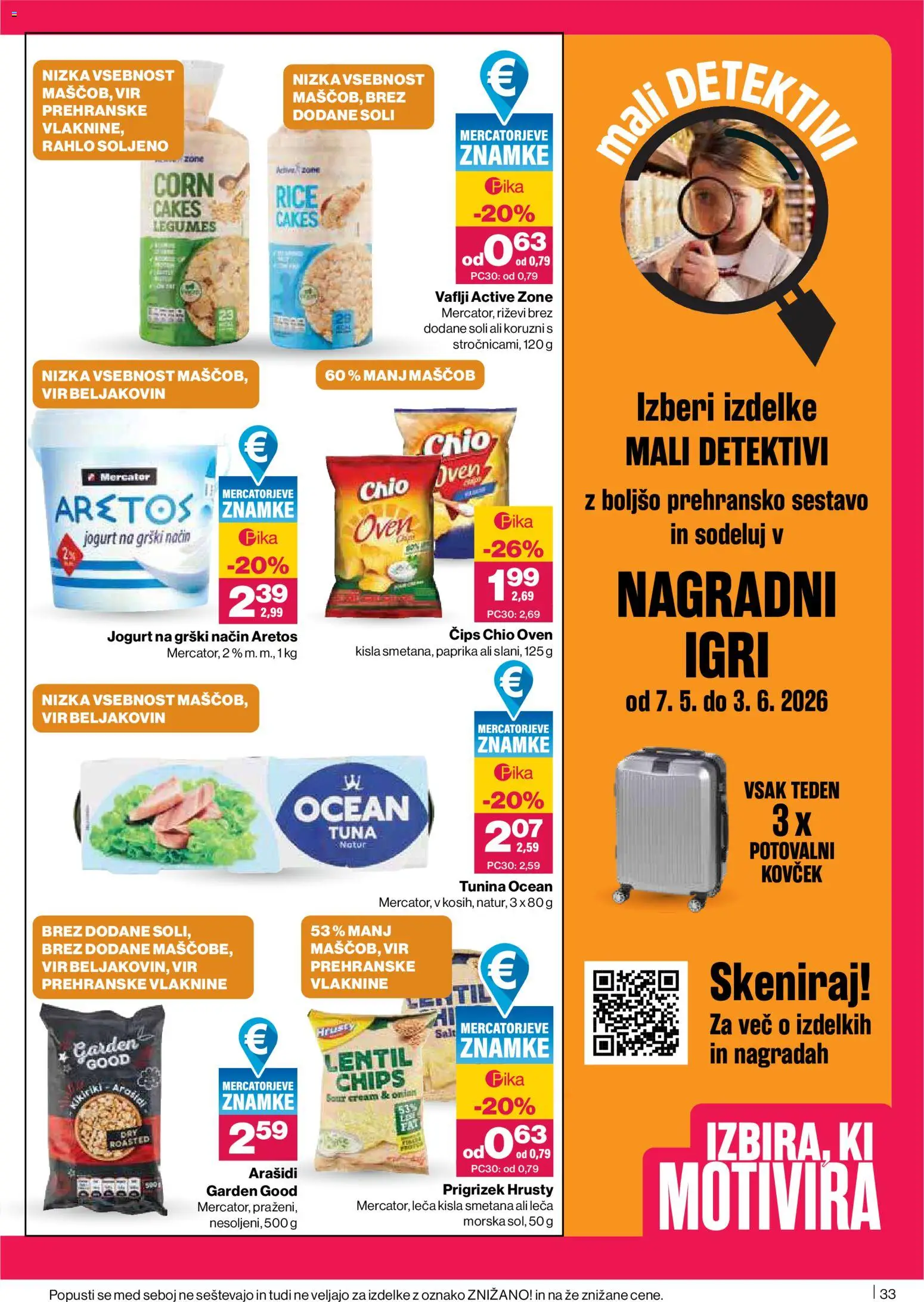 Novi Mercator katalog ponudbe – veljaven od 28.05.2026 | Stran: 33 | Izdelki: Leča, Cips, Smetana, Kovcek