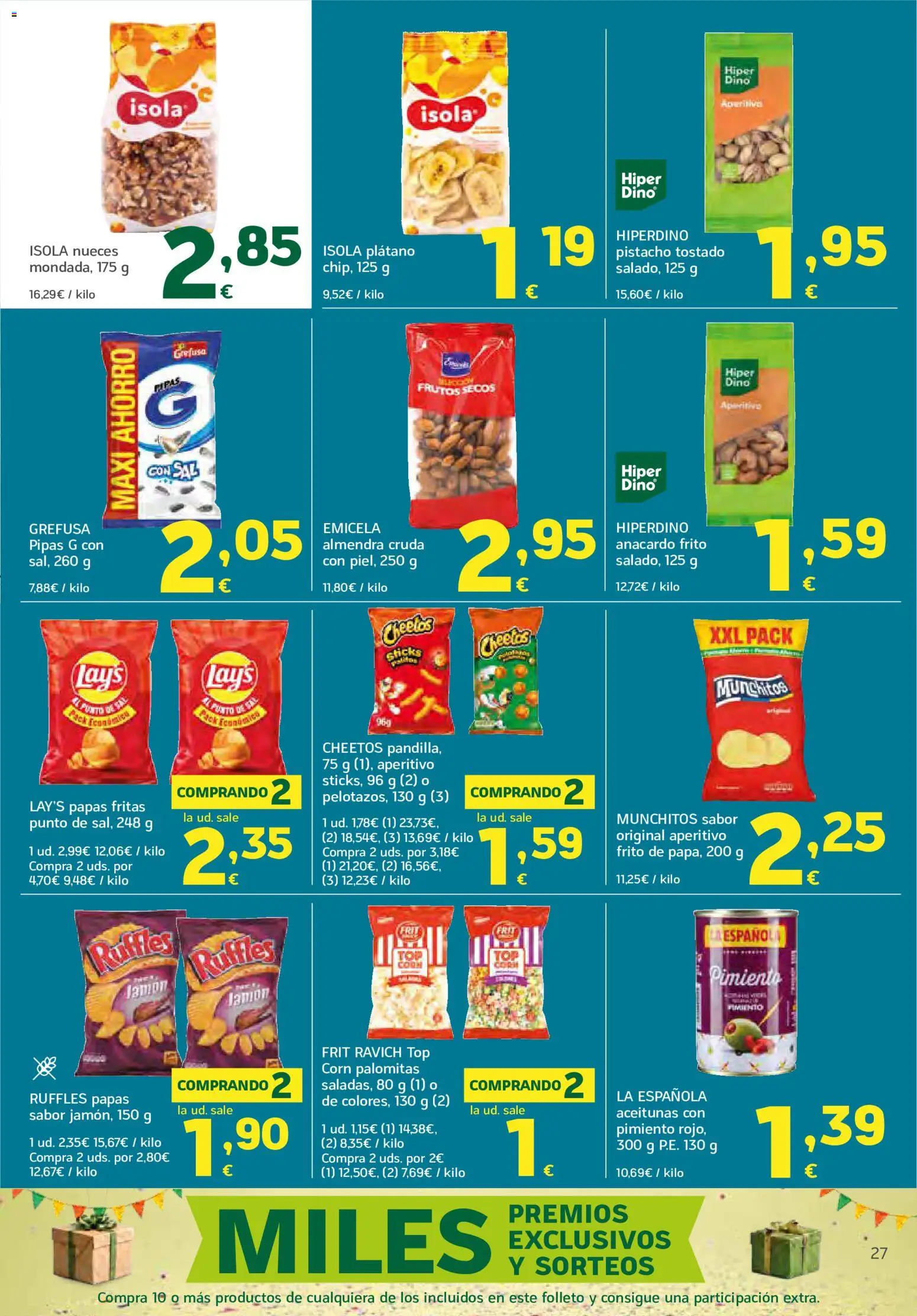 HiperDino folleto │ válido desde el 24/09/2026 | Página: 27 | Productos: Jamón, Pimiento, Papas fritas, Frutos secos