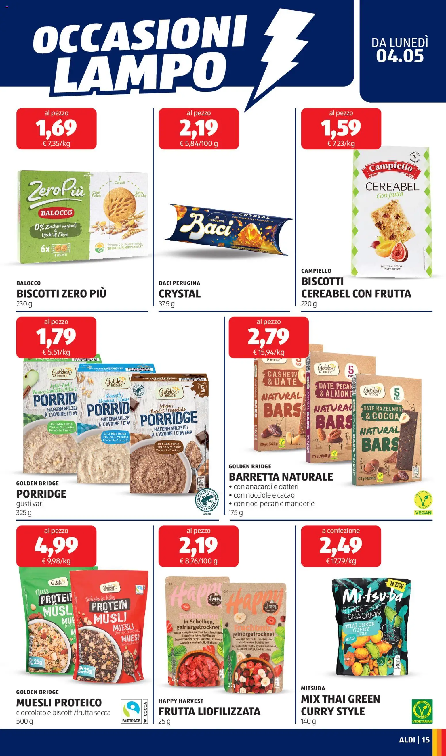 Volantino Aldi del 04.05.2026 | Pagina: 15 | Prodotti: Cereali, Noci, Mandorle, Cacao
