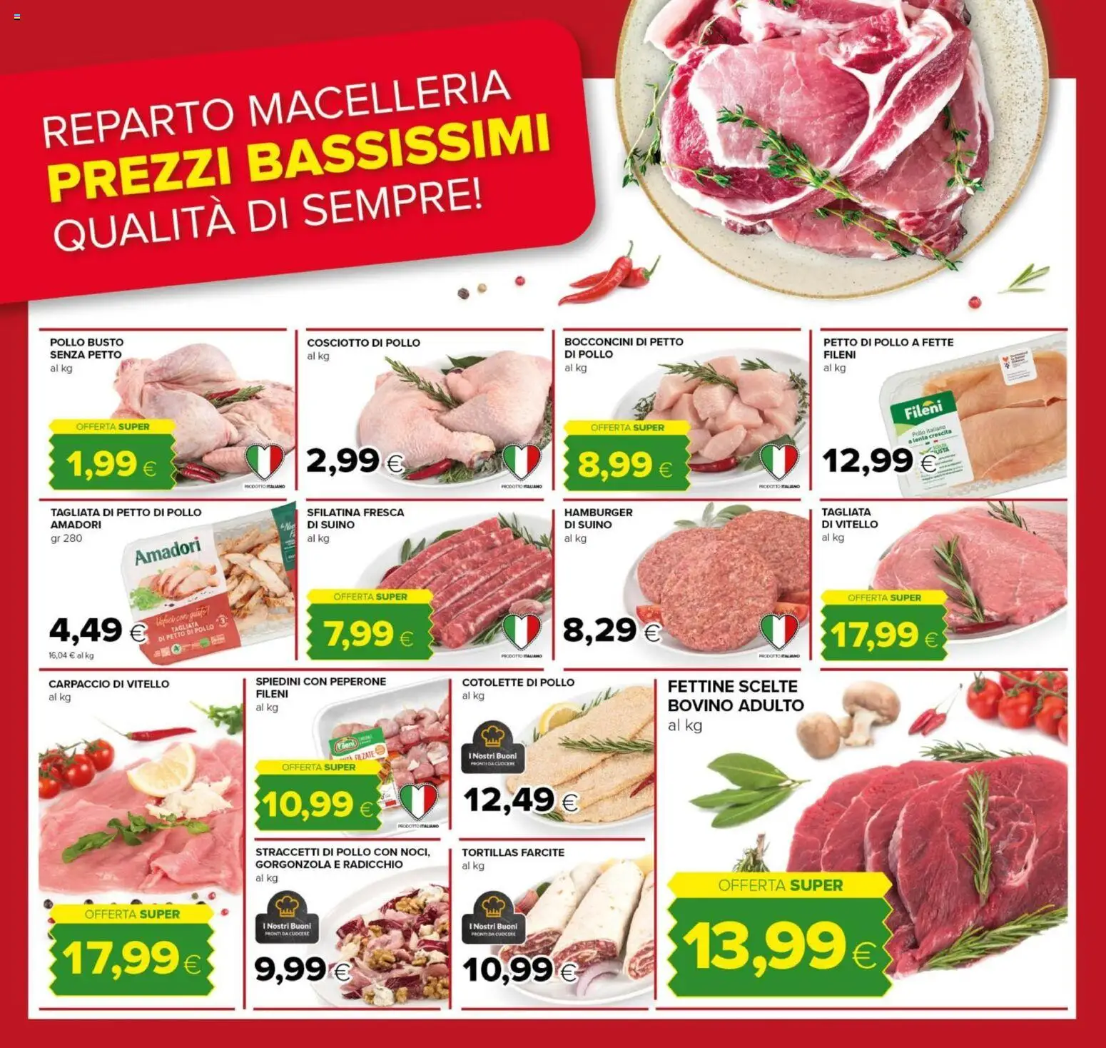 Volantino Tigre del 04.06.2026 | Pagina: 5 | Prodotti: Suino, Vitello, Hamburger, Gorgonzola