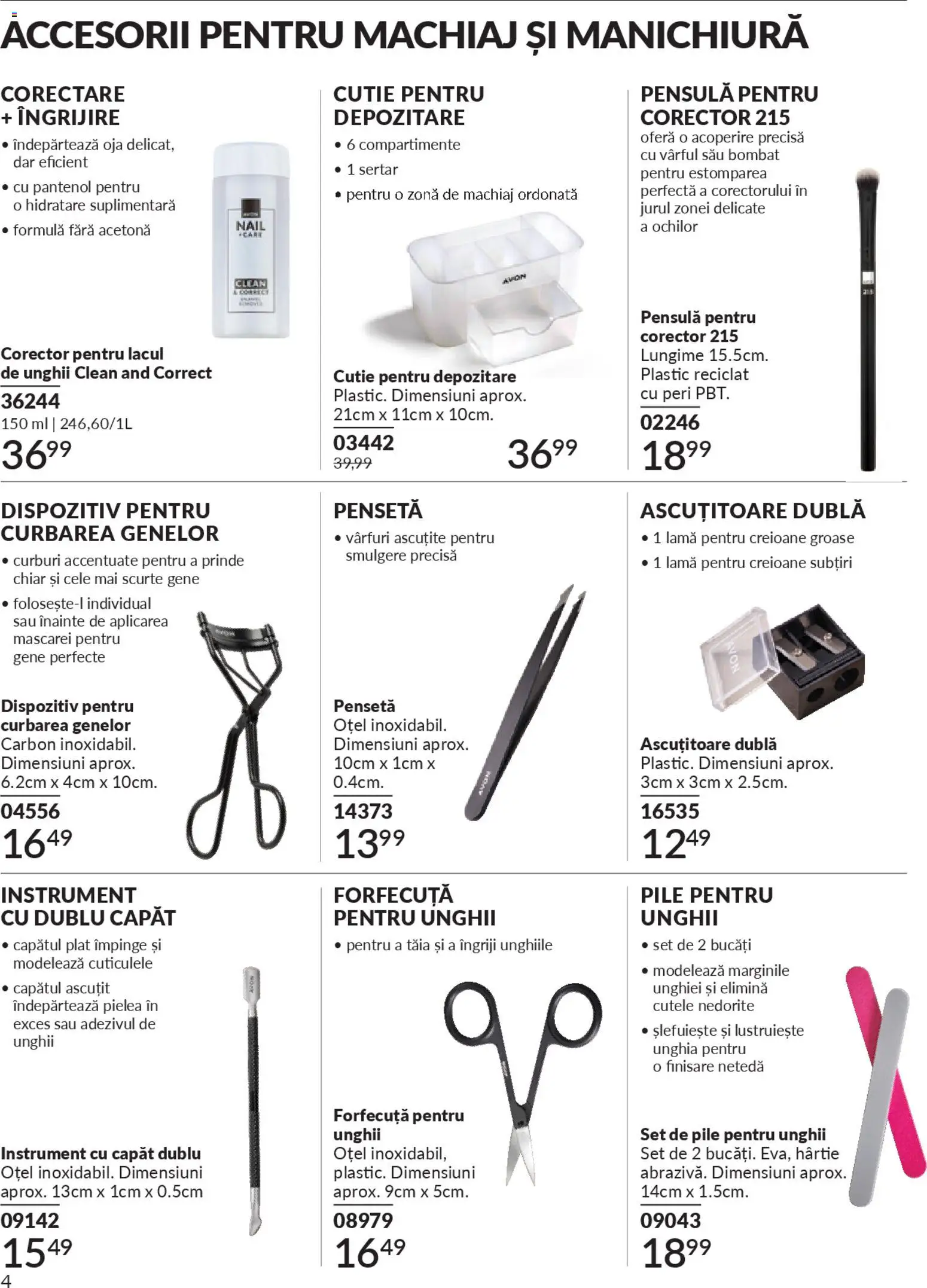 Noul catalog Avon – valabil de la 01.04.2026 | Pagină: 186 | Produse: Pensetă, Ascuțitoare, Cutie, Machiaj