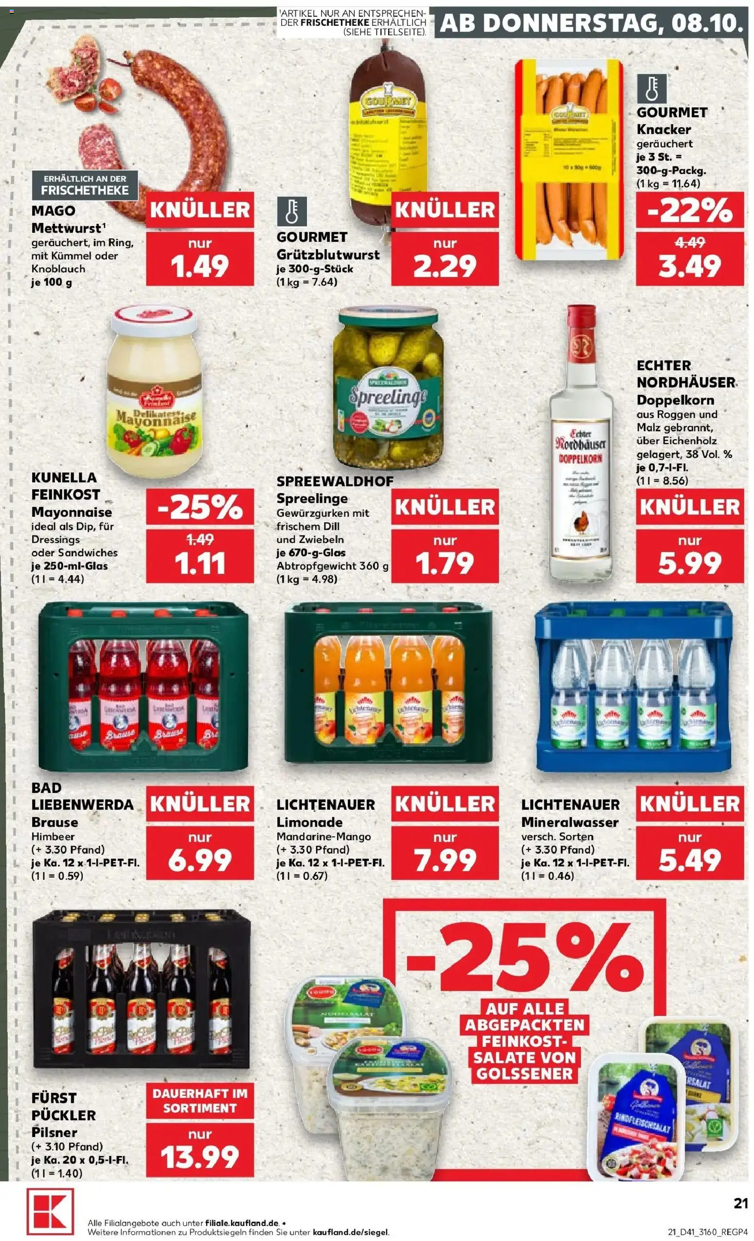 Prospekt Kaufland ab 08.10.2026 » Angebote Online zum Blättern | Seite: 21 | Produkte: Limonade, Mineralwasser, Mayonnaise, Dill