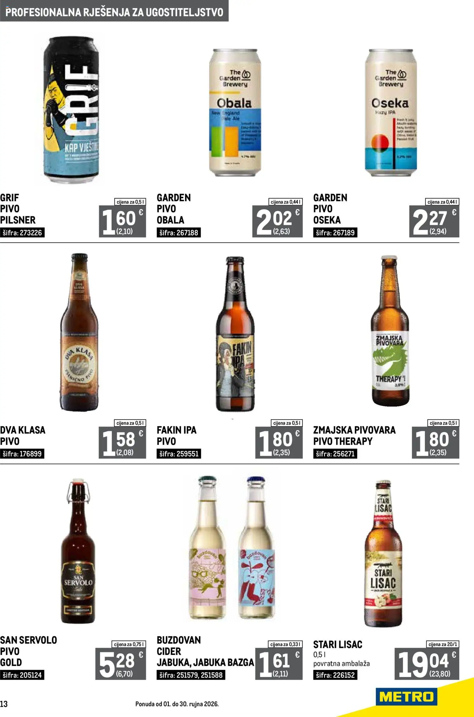 Metro katalog | vrijedi od 01.09.2026 | Stranica: 13 | Proizvodi: Pivo, Bazga, Jabuka