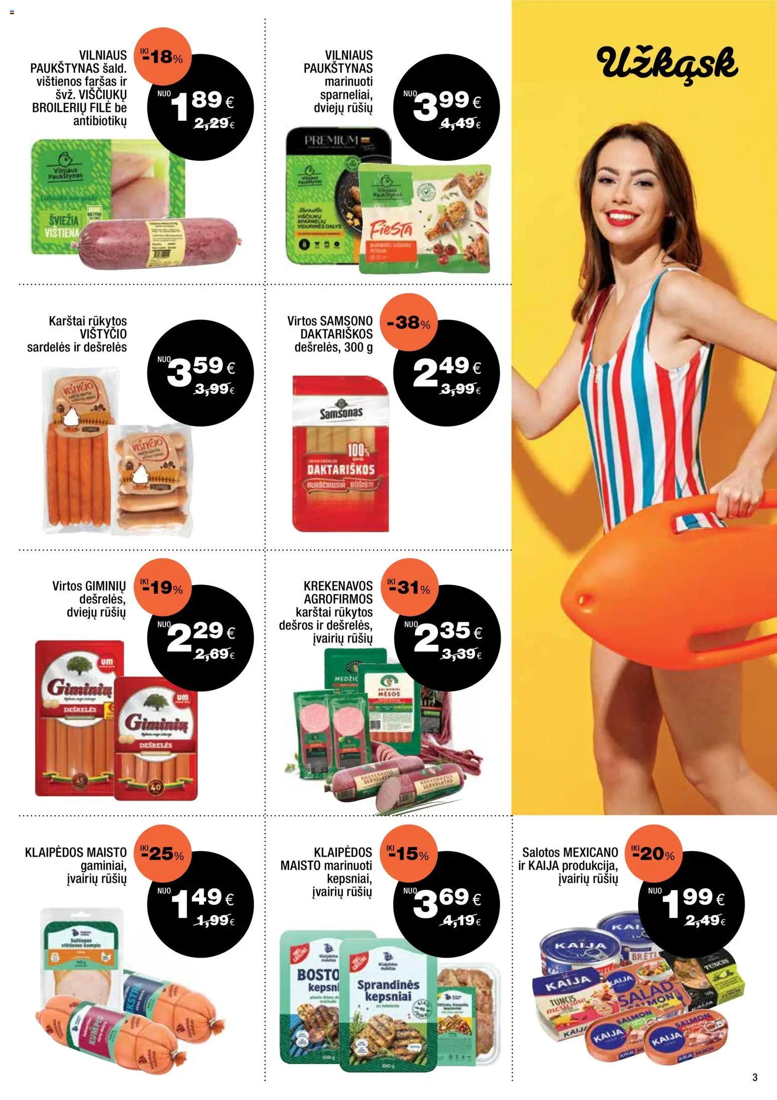 Express market akcijos nuo 2026.08.02 | Puslapis: 3 | Prekių: Salotos, Sardelės, Vištienos, Dešrelės