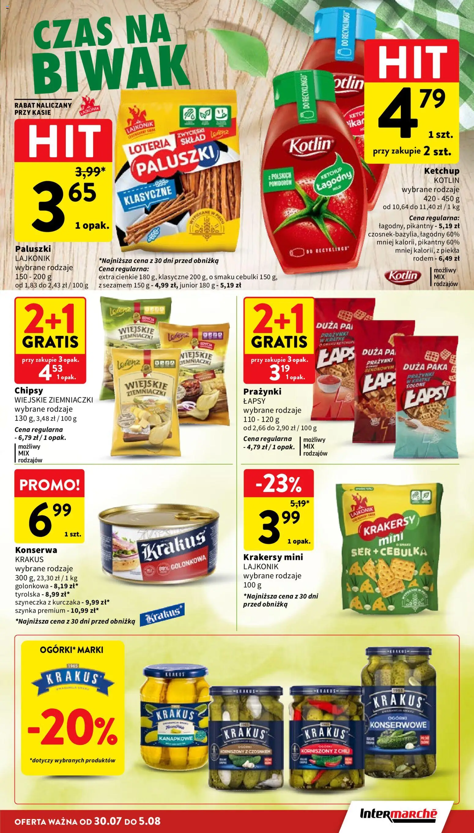 Intermarche gazetka od 30.07.2026 | Strona: 29 | Produkty: Ketchup kotlin, Szynka, Krakersy, Korniszony z chili
