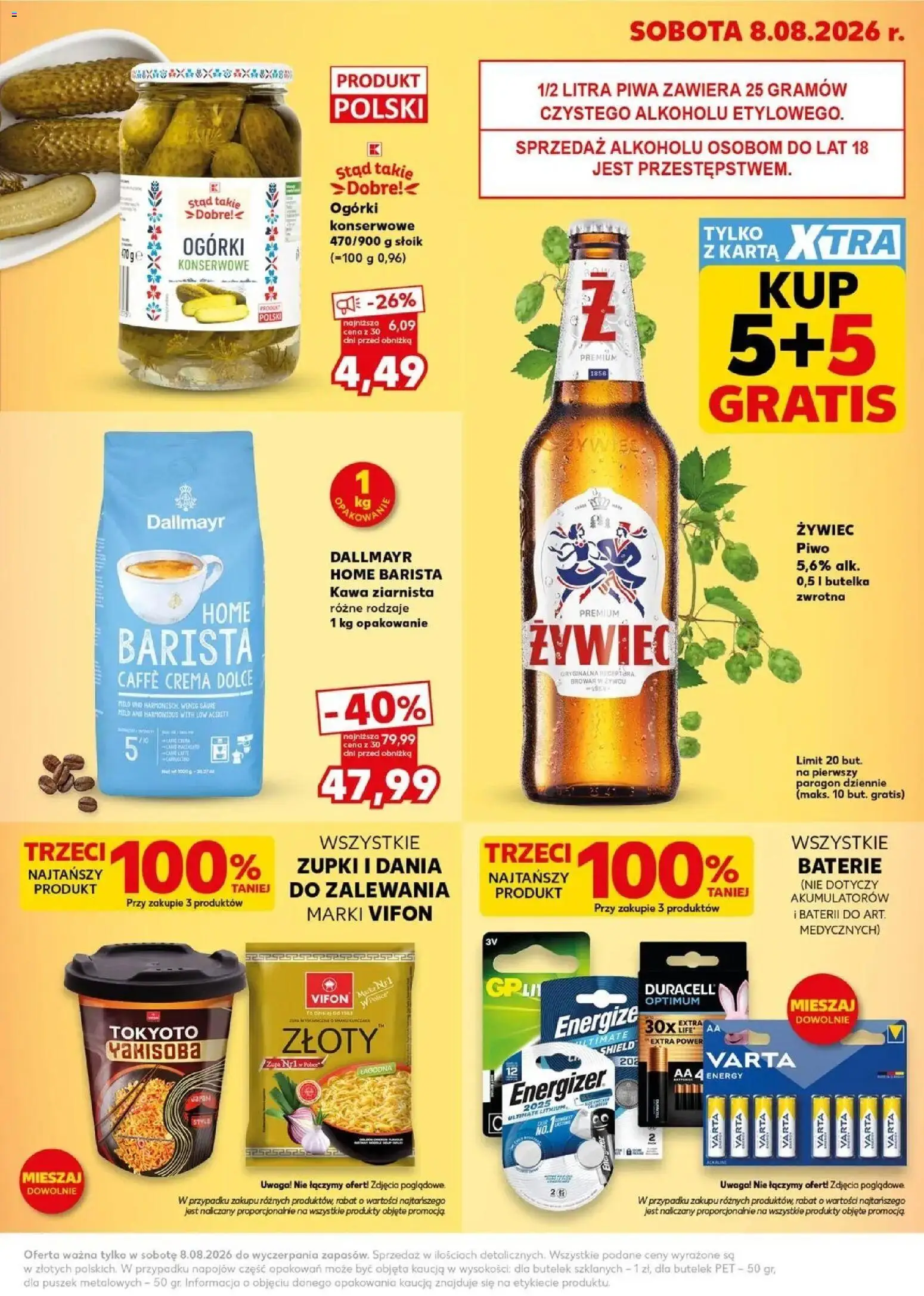 Kaufland gazetka - Super Sobota od 08.08.2026 - od jutra PDF | Strona: 5 | Produkty: Baterie, Cappuccino, Kawa, Ogórki